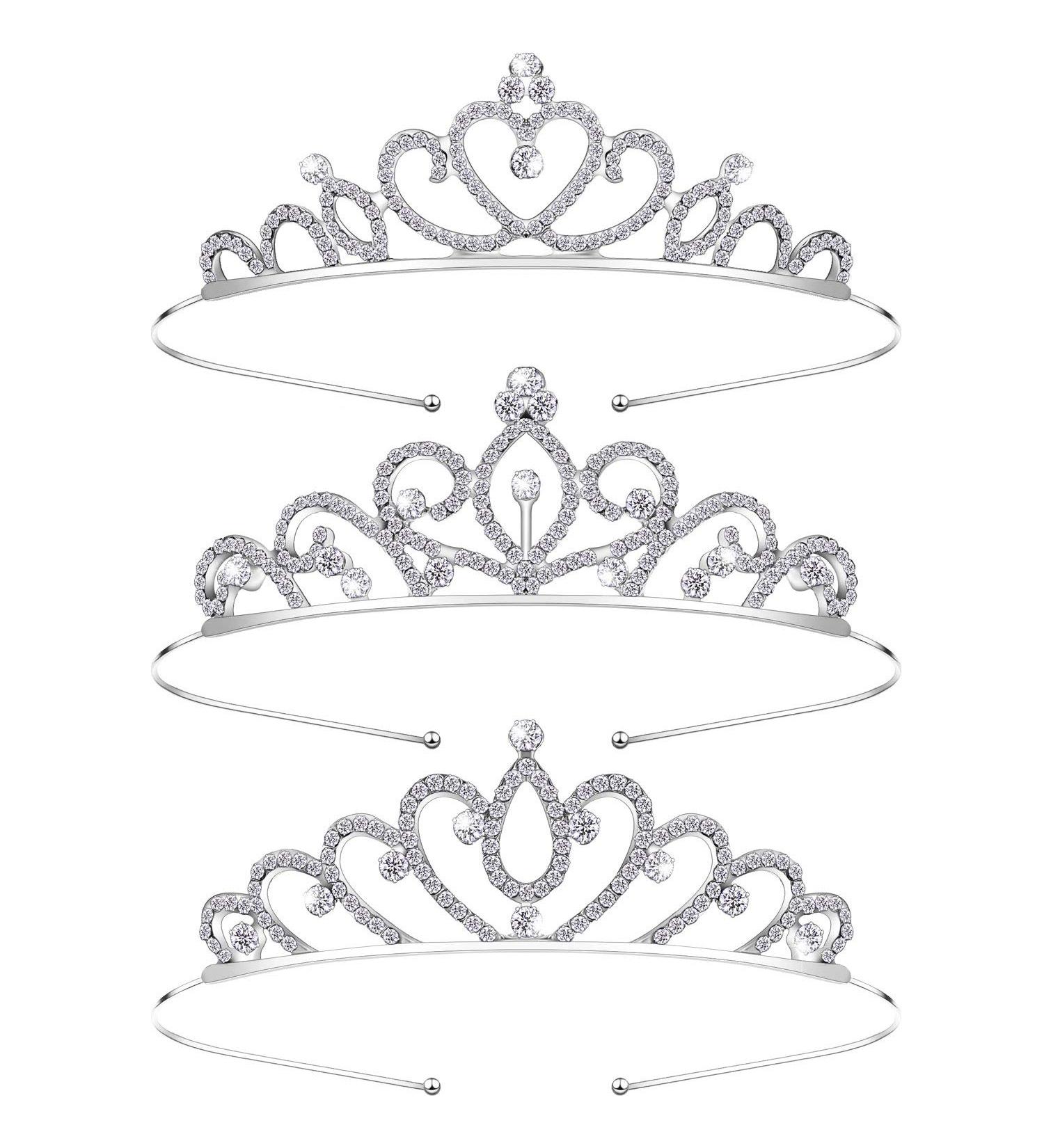 Girls Crystal Tiara Set - Heart Rhinestone Crown Headband for Wedding, Prom, Birthday Party - Buy Online on GoSupps.com