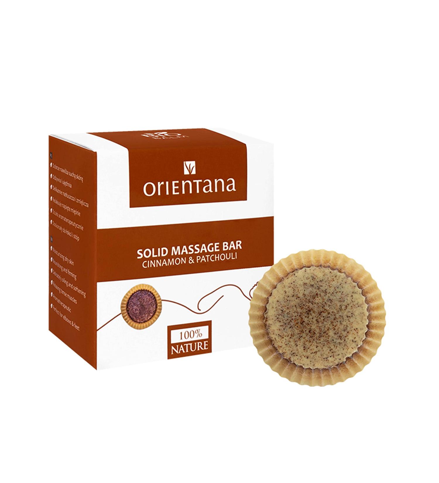 Orientana Solid Massage Oil - 100% Natural & Vegan | Zero Waste Cinnamon & Patchouli | Anti-Cellulite Benefits | 60g - Buy Online on GoSupps.com