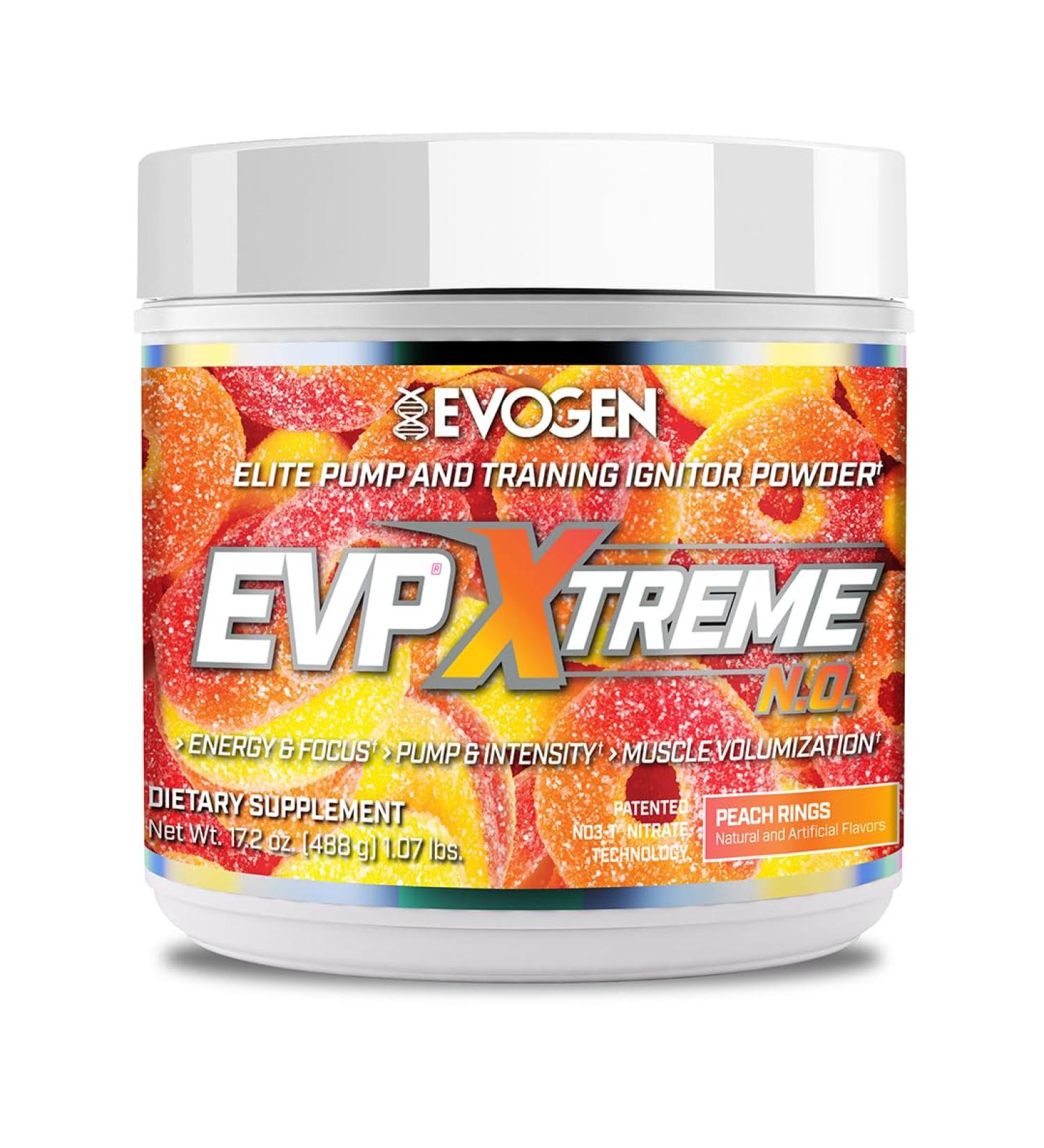 Evogen EVP Xtreme NO - Pre Workout Powder for Men & Women | Sugar Free Preworkout with Beta Alanine Creatine and Caffeine for Energy & Pump | Peach Rings | 40 Servings - Buy Online on GoSupps.com