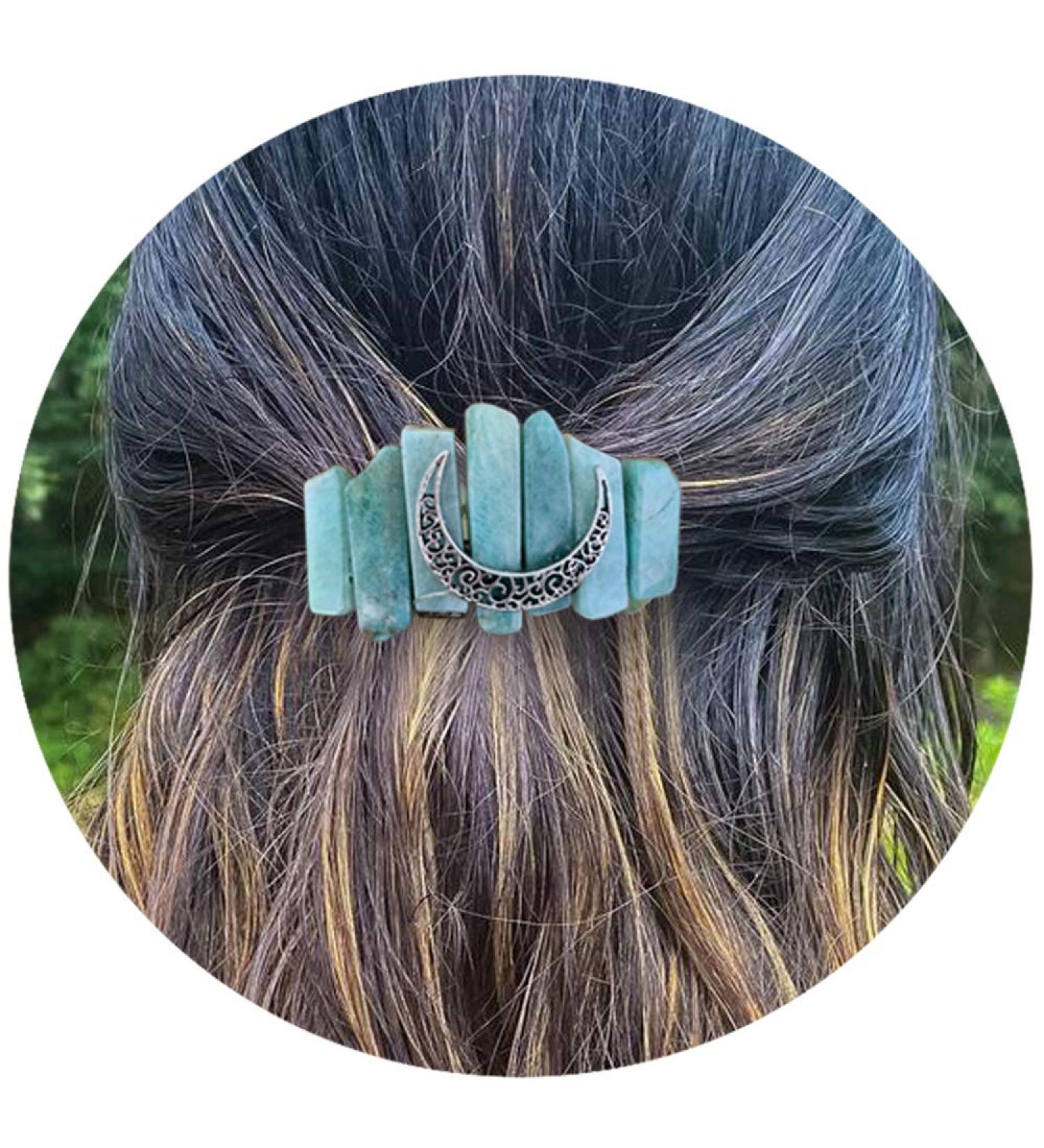 Celtic Amazonite Mermaid Hair Clip | Boho Crystal Barrette for Long Hair | Irish Hair Accessories | Mothers Day Gift - Buy Online on GoSupps.com