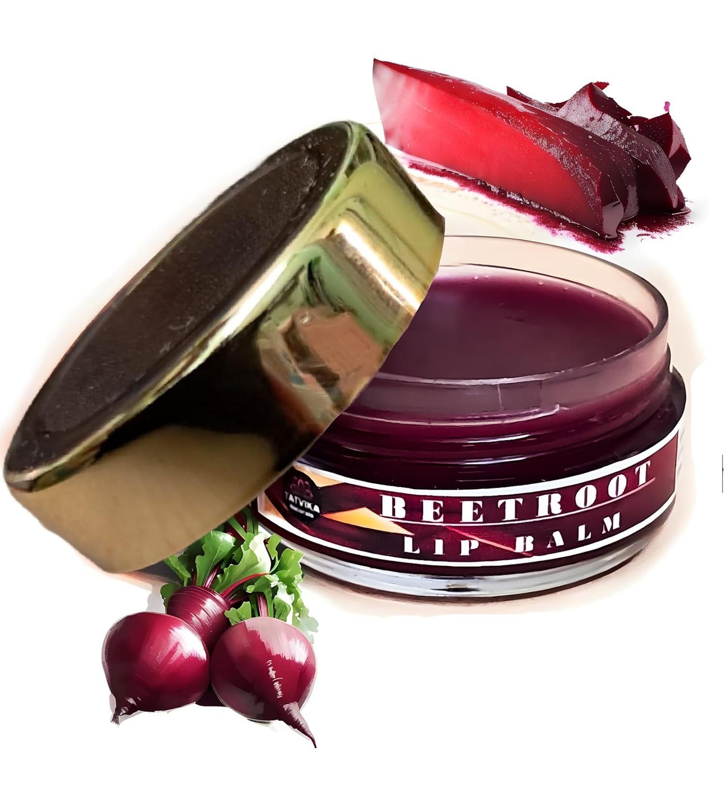 Extra large Beetroot Lip Balm by Tatvika Naturals Natural Ingredients with Beetroot and Honey Non-Comedogenic Formula for Dry Dark & pigmented Lips for Daily Use | 10g | handmade balm - Buy Online on GoSupps.com