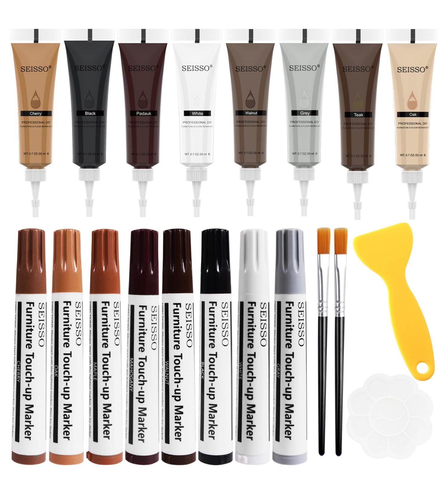 Premium Wood Furniture Repair Kit - 8 Colors Fillers & Touch-Up Markers for Scratches Stains | Restore Tables Cabinets Floors & Doors - 20 Sets - Buy Online on GoSupps.com
