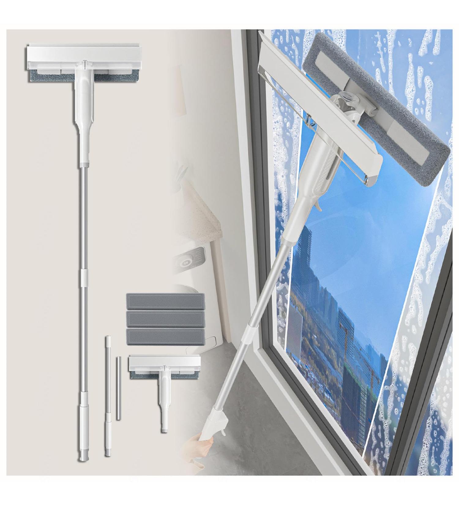 Spray Window Squeegee for Home with Sewage Collector and 3 Pads 4 in 1 Shower Squeegee for Glass Doors with Extension Pole Car Squeegee for Bathroom Window Mirror Tile Wall - Buy Online on GoSupps.com