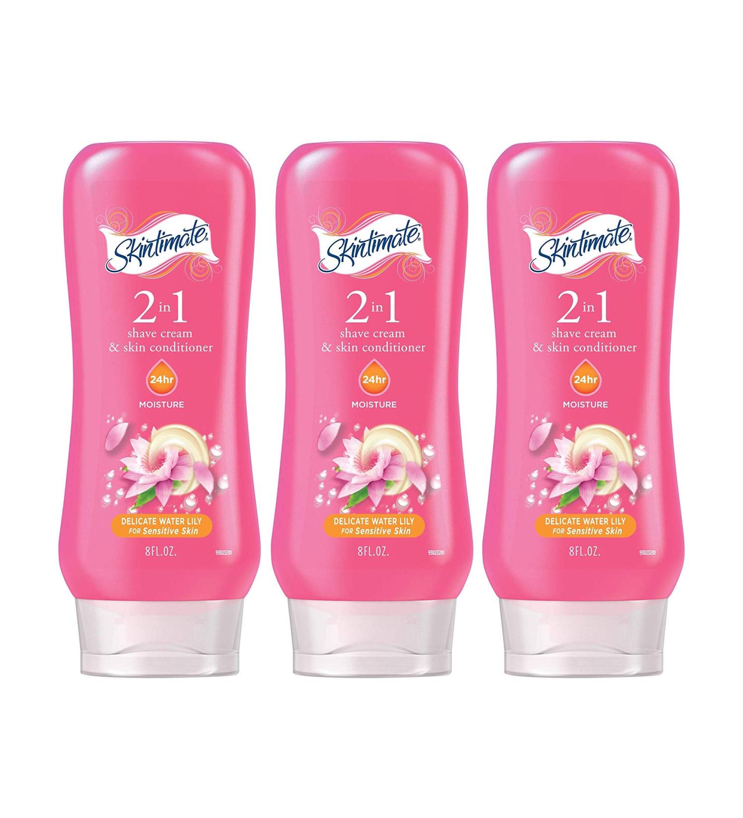 Skintimate 2-in-1 Moisturizing Shave Cream for Sensitive Skin - Delicate Water Lily - 8 Ounce (Pack of 3) - Buy Online on GoSupps.com