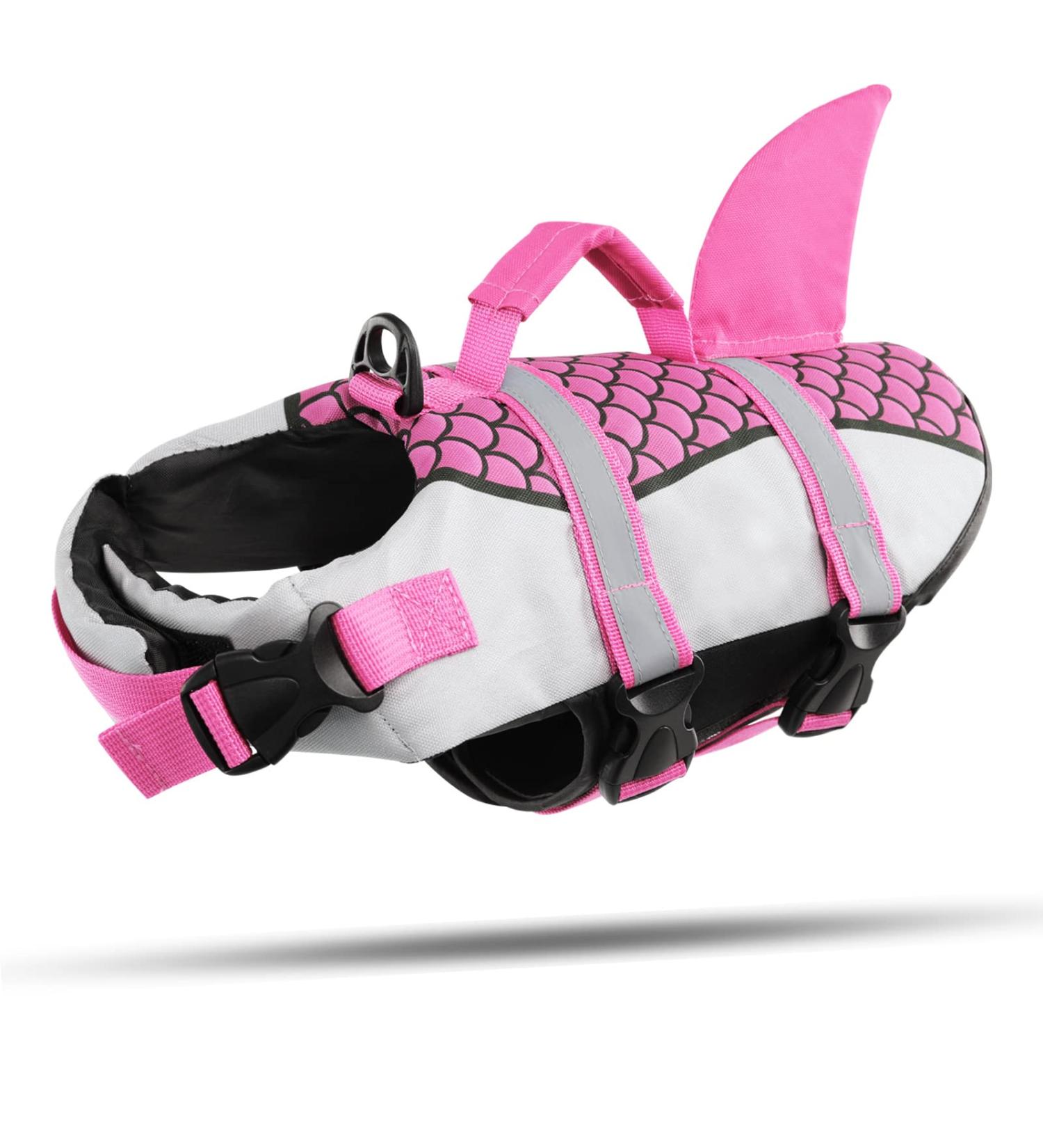 Shop Cit toile Dog Swimming Vest - Reflective Life Jacket for Small Medium & Large Dogs | Pink Shark Design for Safe Aquatic Adventures - Buy Online on GoSupps.com