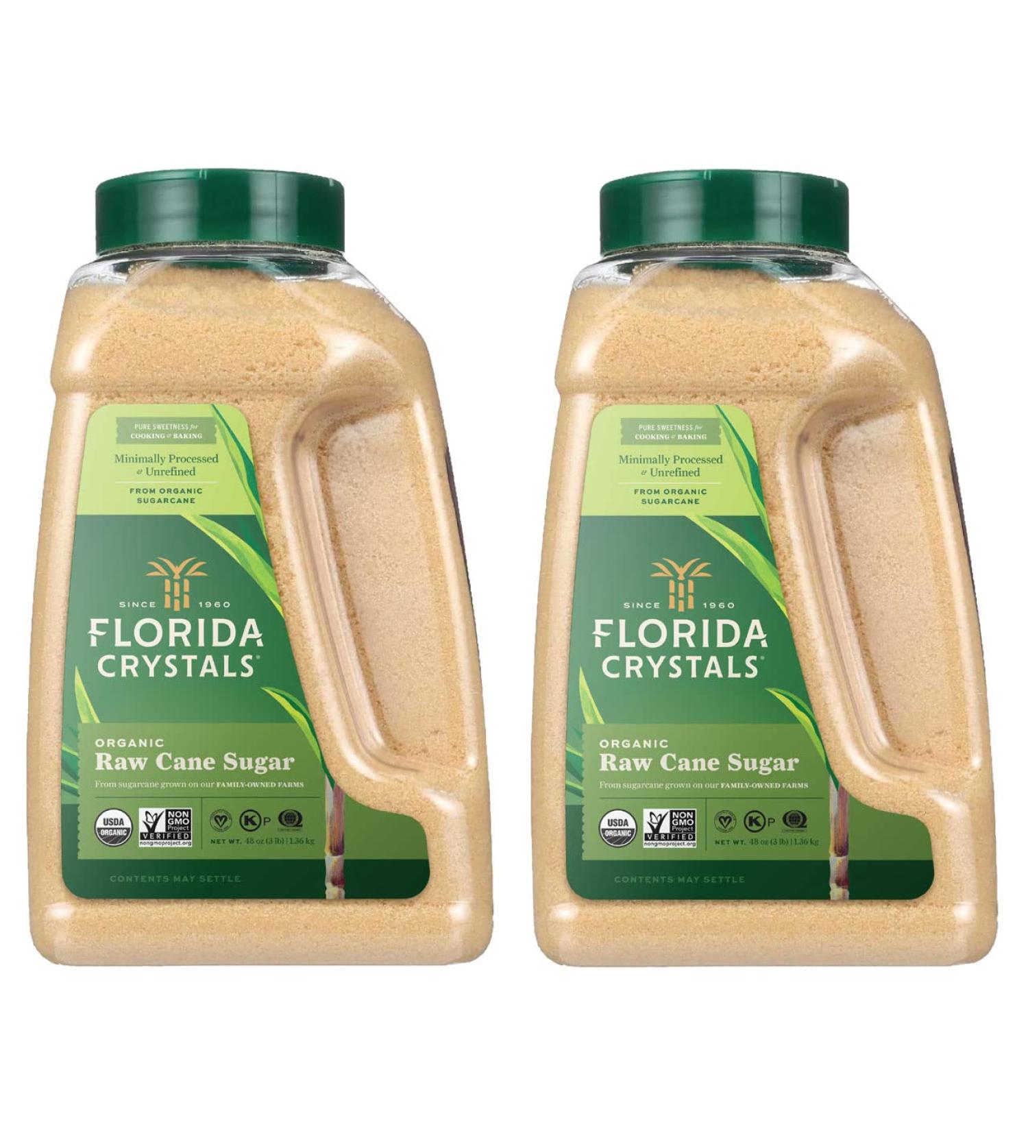 Florida Crystals Organic Raw Cane Sugar 48oz Jug - Pack of 2 | Natural Sweetener for Baking & Cooking - Buy Online on GoSupps.com