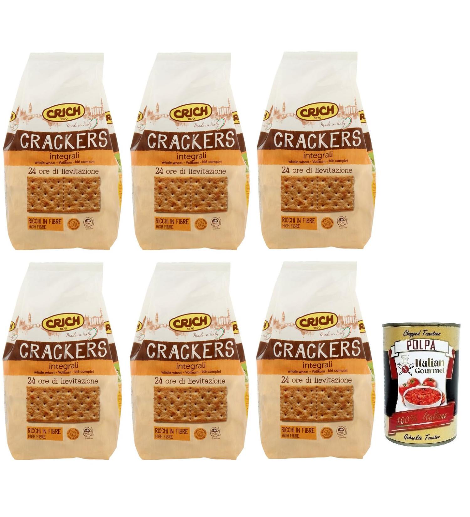  Italian Gourmet E.R. Integrali Whole Grain Crackers with Sourdough 750 g + Italian Gourmet Tomato Pulp 400 g Box of 6 - Buy Online on GoSupps.com