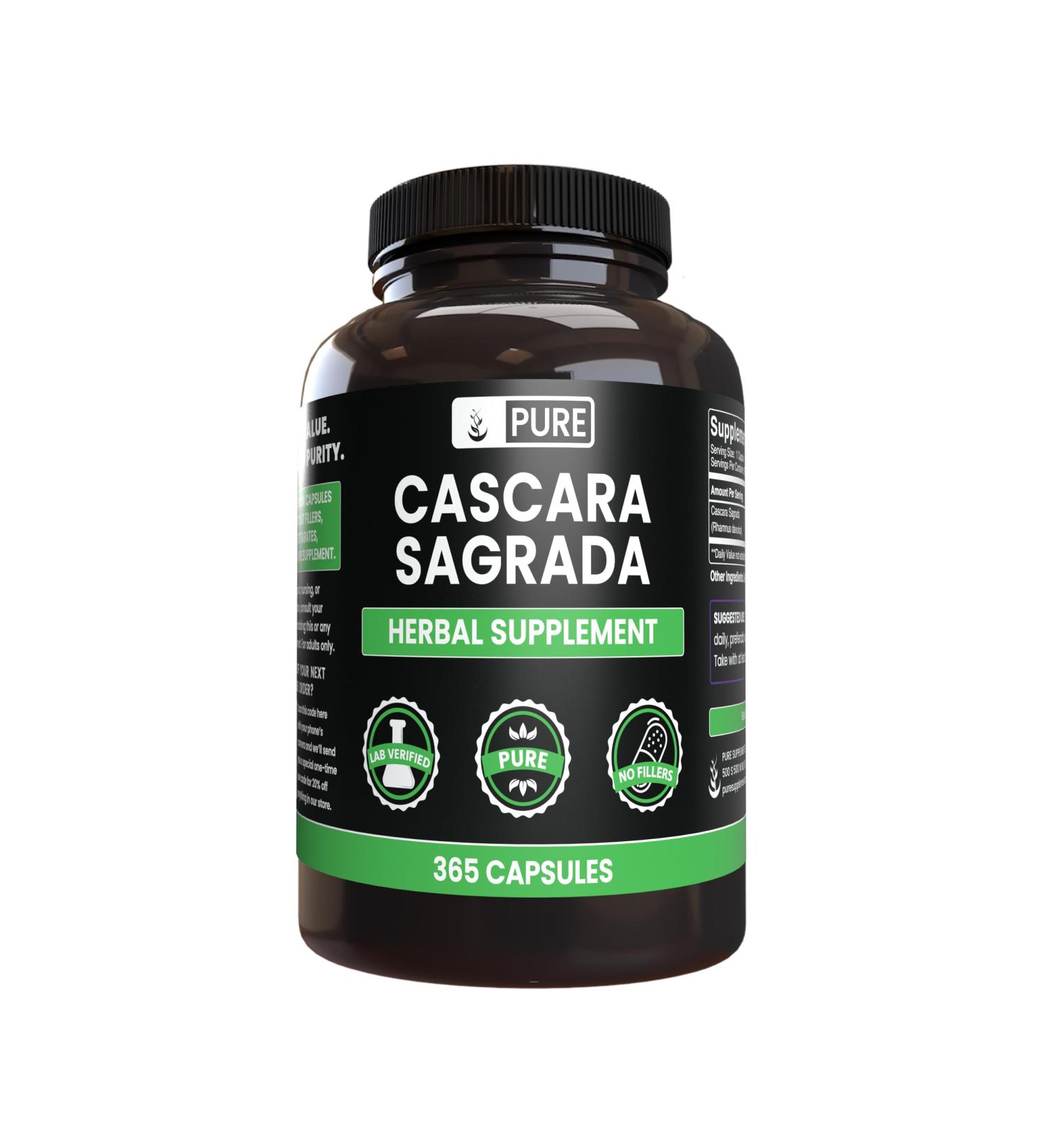 Pure Original Ingredients Cascara Sagrada (365 Capsules) No Magnesium Or Rice Fillers Always Pure Lab Verified - Buy Online on GoSupps.com