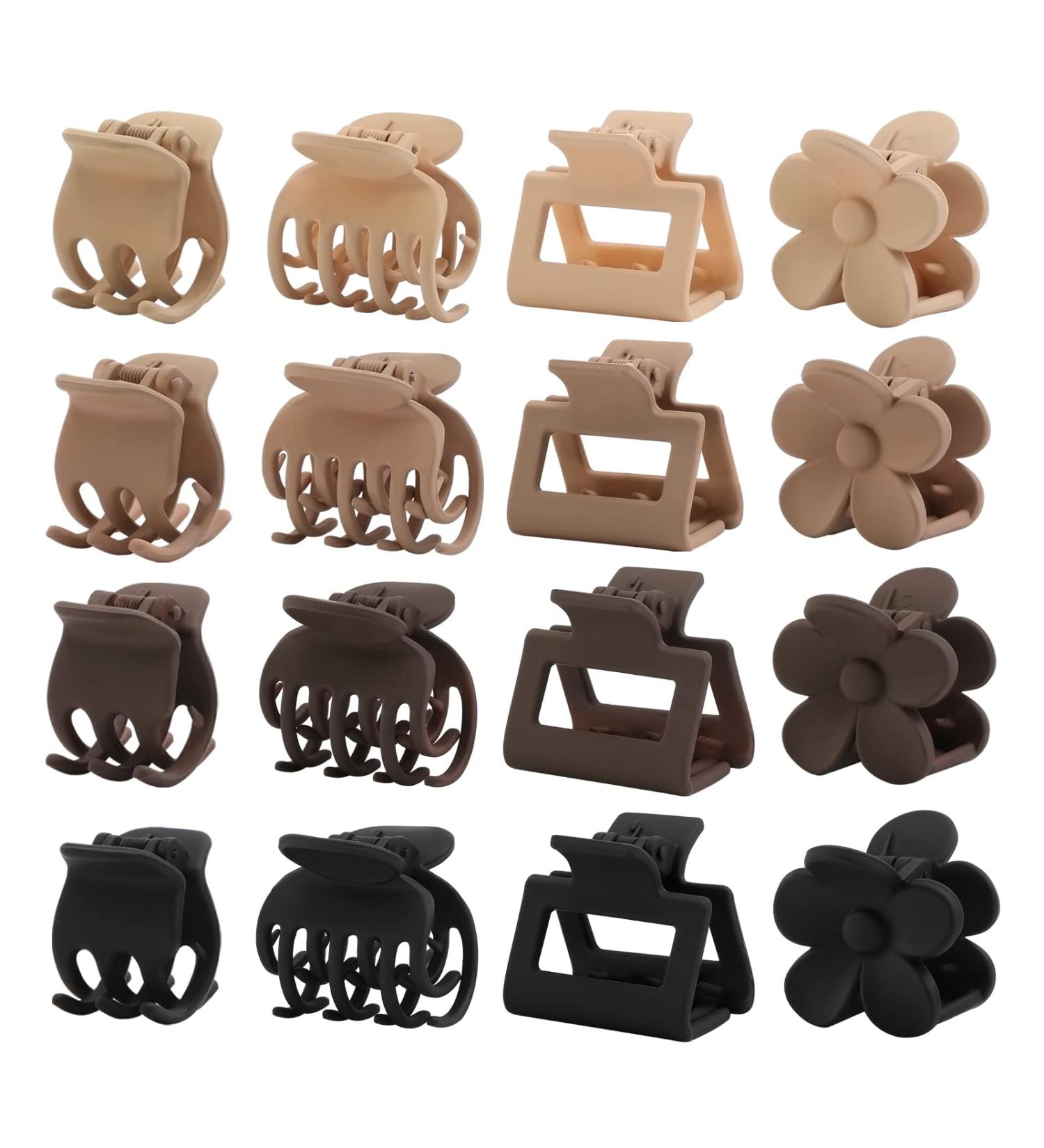 16 PCS Small Matte Claw Hair Clips for Women & Girls - Strong Hold NonSlip Design in Multi Color - Cute Hair Accessories for Thin Hair - 4 Shapes Included - Buy Online on GoSupps.com
