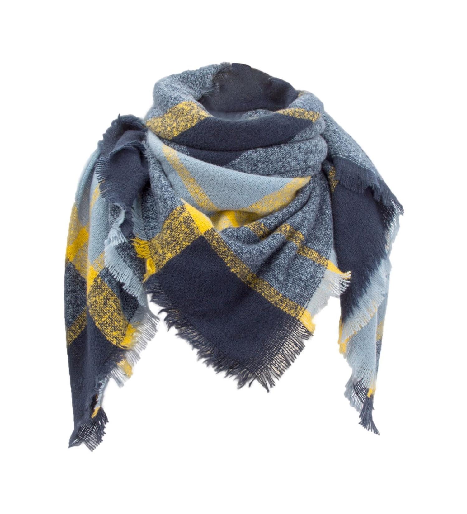 Elegant Blue Ladies Cotton Triangle Scarf | Luxurious Retro Floral Design for Autumn - Buy Online on GoSupps.com