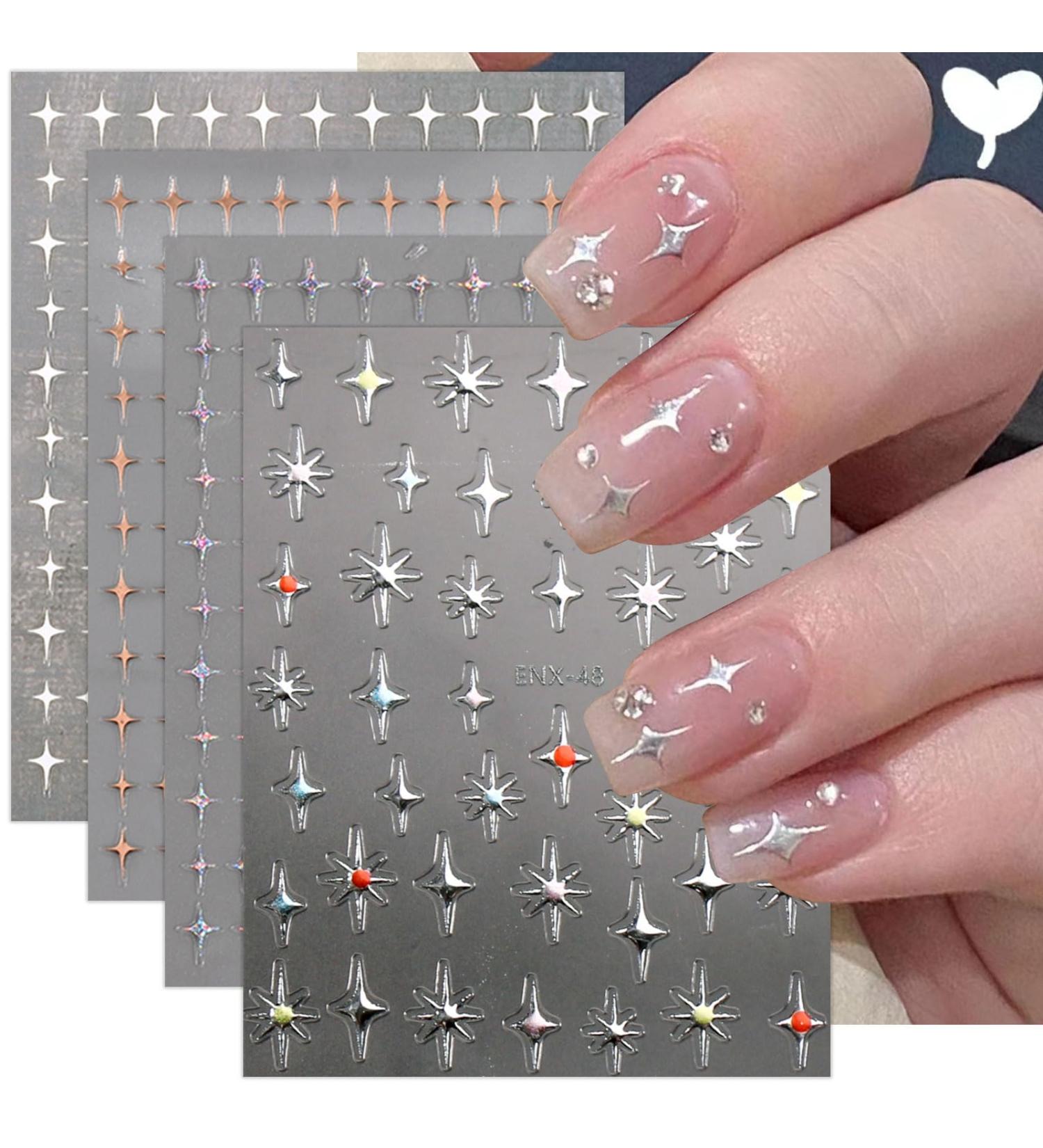 JMEOWIO 10 Sheets Star Heart Nail Art Stickers Decals Self-Adhesive Colorful Nail Supplies Nail Art Design Decoration Accessories - Buy Online on GoSupps.com