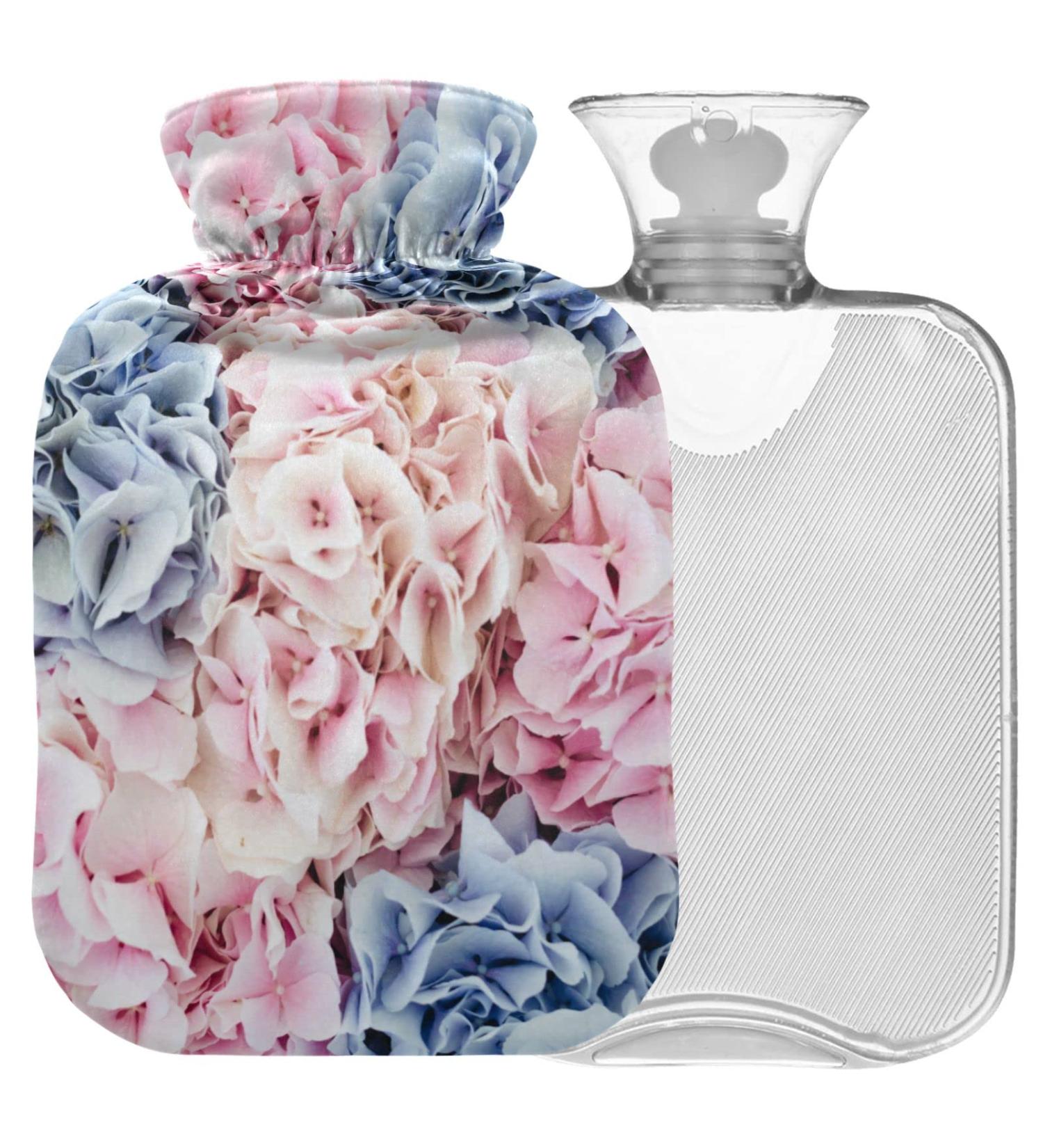 Naanle 2L Hot Water Bottle with Lid - Hydrangeas Design for Menstrual Cramps Relief & Heat Therapy - Buy Online on GoSupps.com