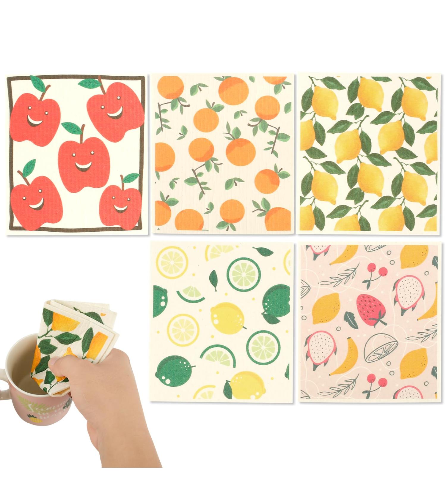 5Pcs Swedish Dishcloths for Kitchen Kitchen Dish Towels Absorbent Kitchen Dishcloths Washable Kitchen Dish Rags Soft Cellulose Sponge Cloths 7.7 x 6.7inch Kitchen Wash Rag for Washing Dishes (A) - Buy Online on GoSupps.com