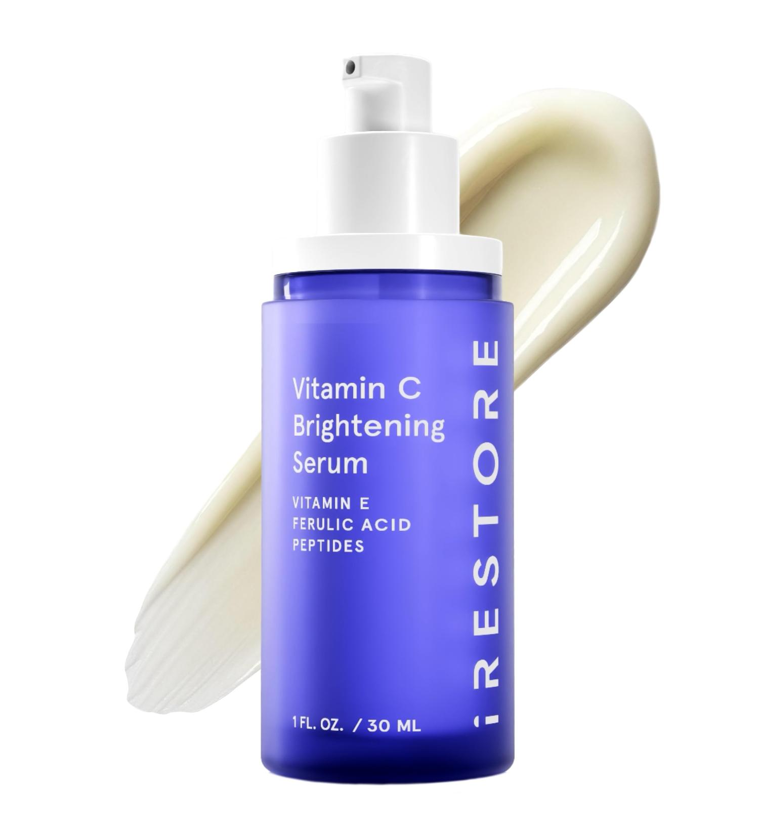 iRestore Vitamin C Brightening Serum Anti Aging Face Serum with 15% Ascorbic Acid Vitamin E Ferulic Acid Peptide Complex & Hyaluronic Acid (Pack of 1) - Buy Online on GoSupps.com