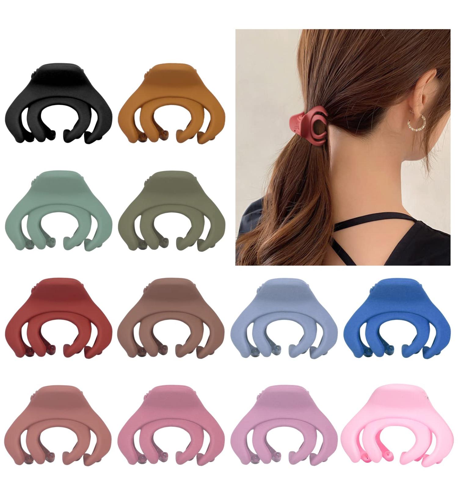 Unaone 12 Pack Small Octopus Hair Clips - 1.5 Inches Mini Matte Hair Claw Clips for Women & Girls - No-Slip Styling Accessories in Multi-colored - Thin Hair Friendly - Buy Online on GoSupps.com