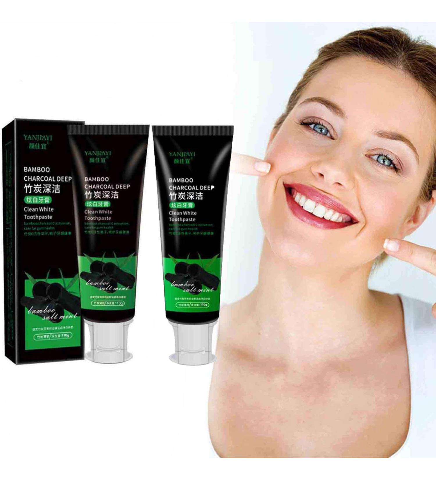 Activated Charcoal Toothpaste for Whiter Teeth | Bamboo Charcoal Whitening Paste - Deep Clean & Fresh Breath (2 PCs) - Buy Online on GoSupps.com