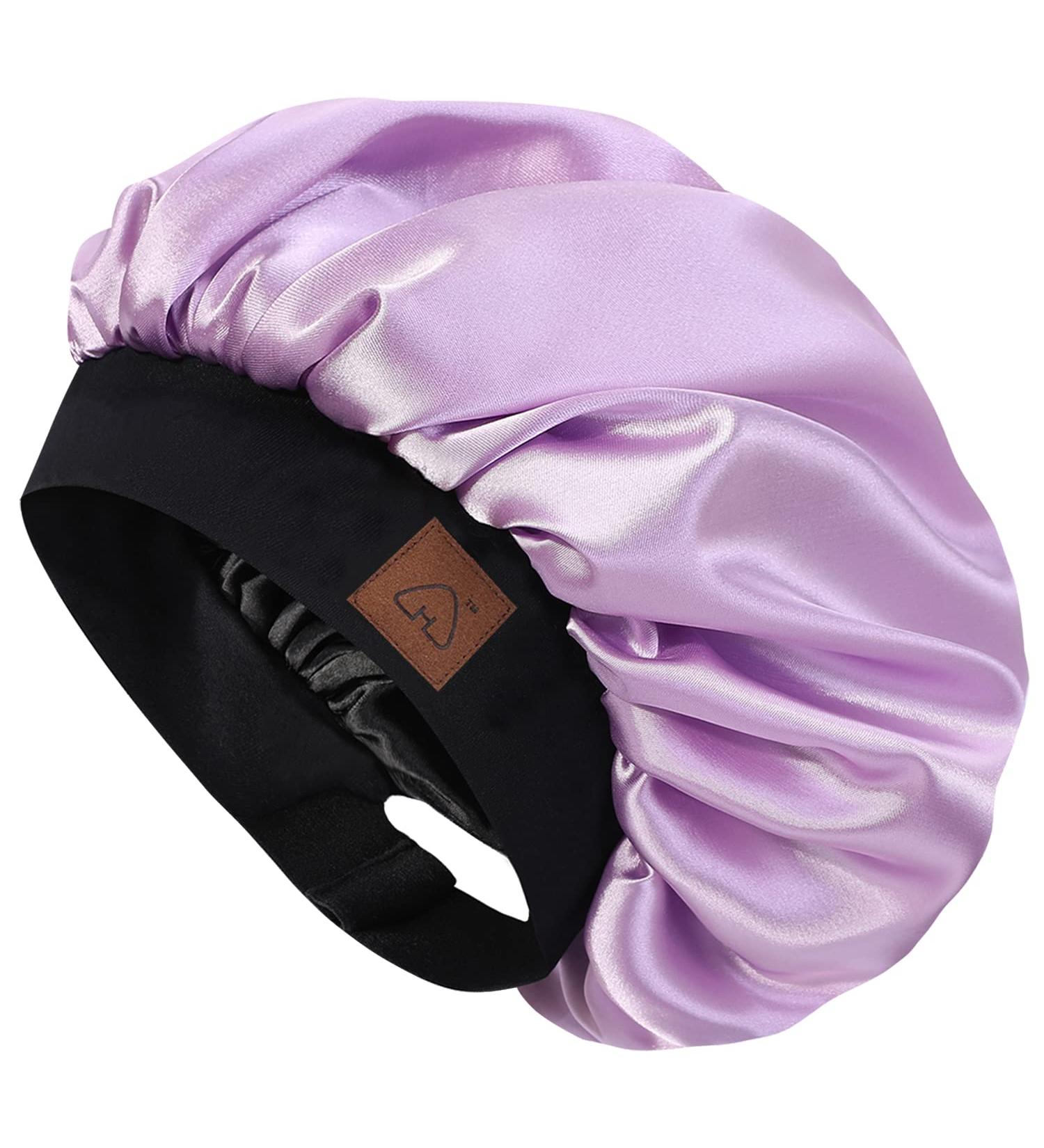Satin Bonnet Silk Sleep Cap for Women | Adjustable Wide Band | Double Layer | A05-Lilac - Buy Online on GoSupps.com