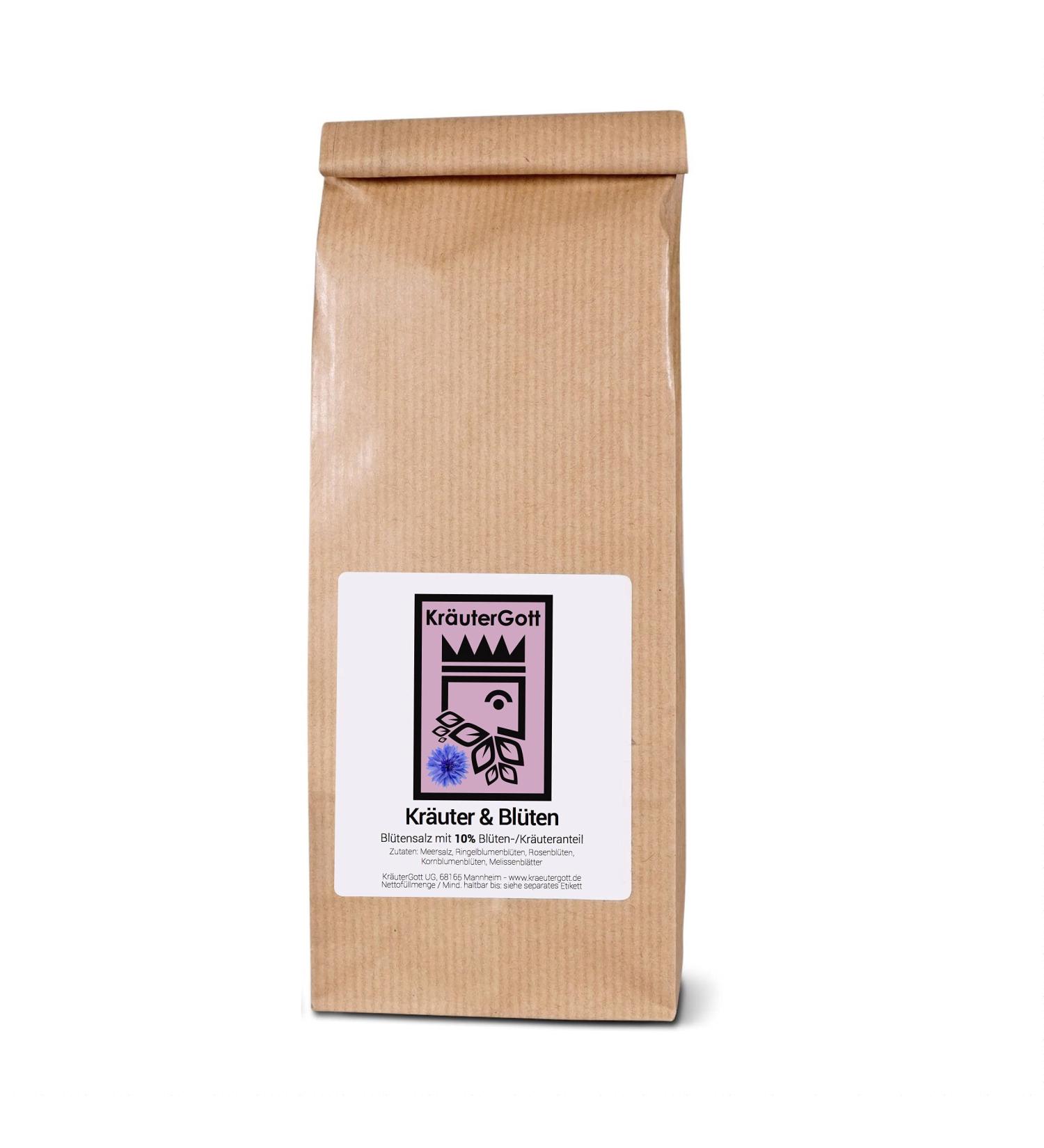 Kr uterGott Original Flower Salt with Marigold Petals Rose Petals Cornflower - 300g Refill