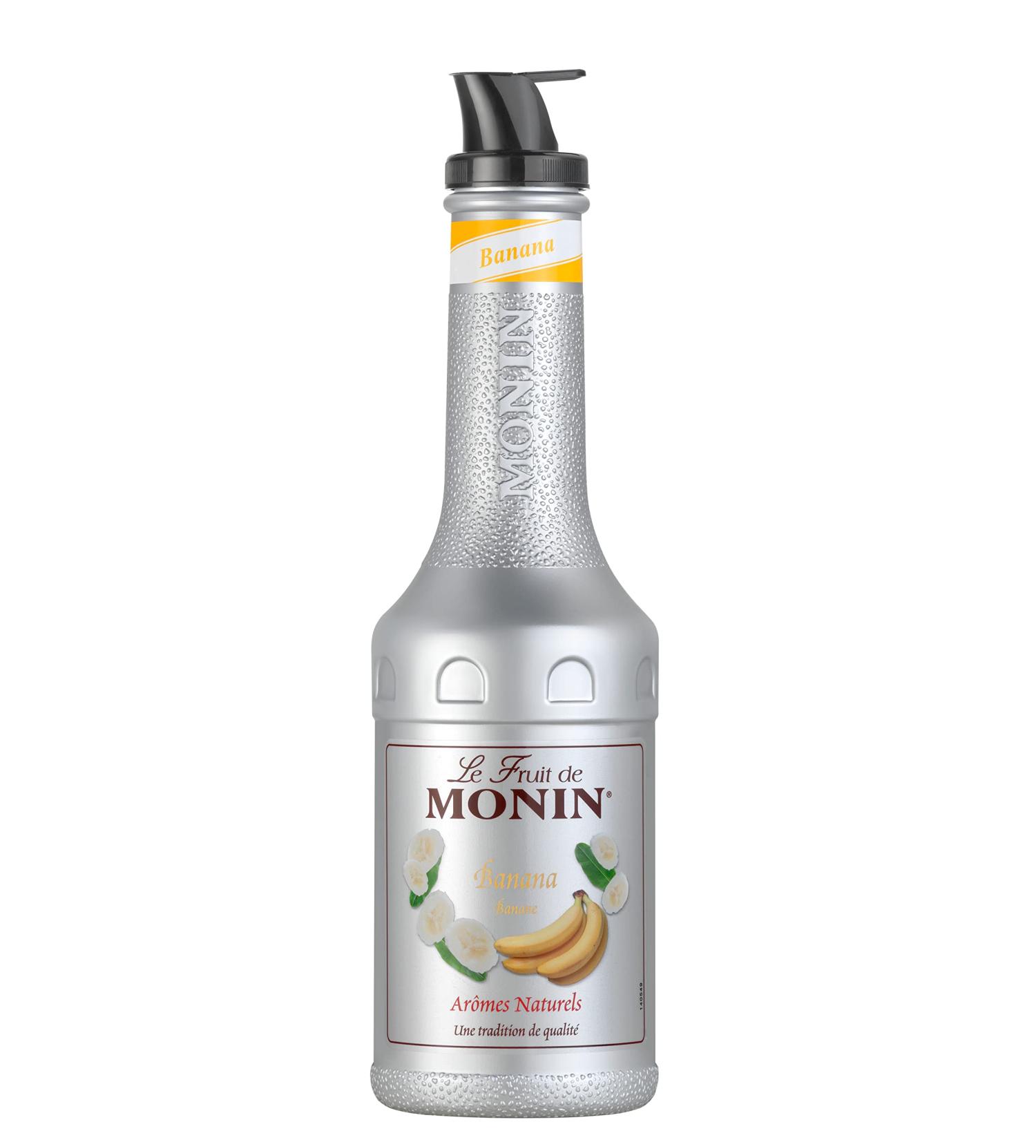 MONIN Banana Fruit Mix Puree 1L - Vegan-Friendly Allergen-Free 100% Natural Flavours - For Cocktails and Frappes - Buy Online on GoSupps.com
