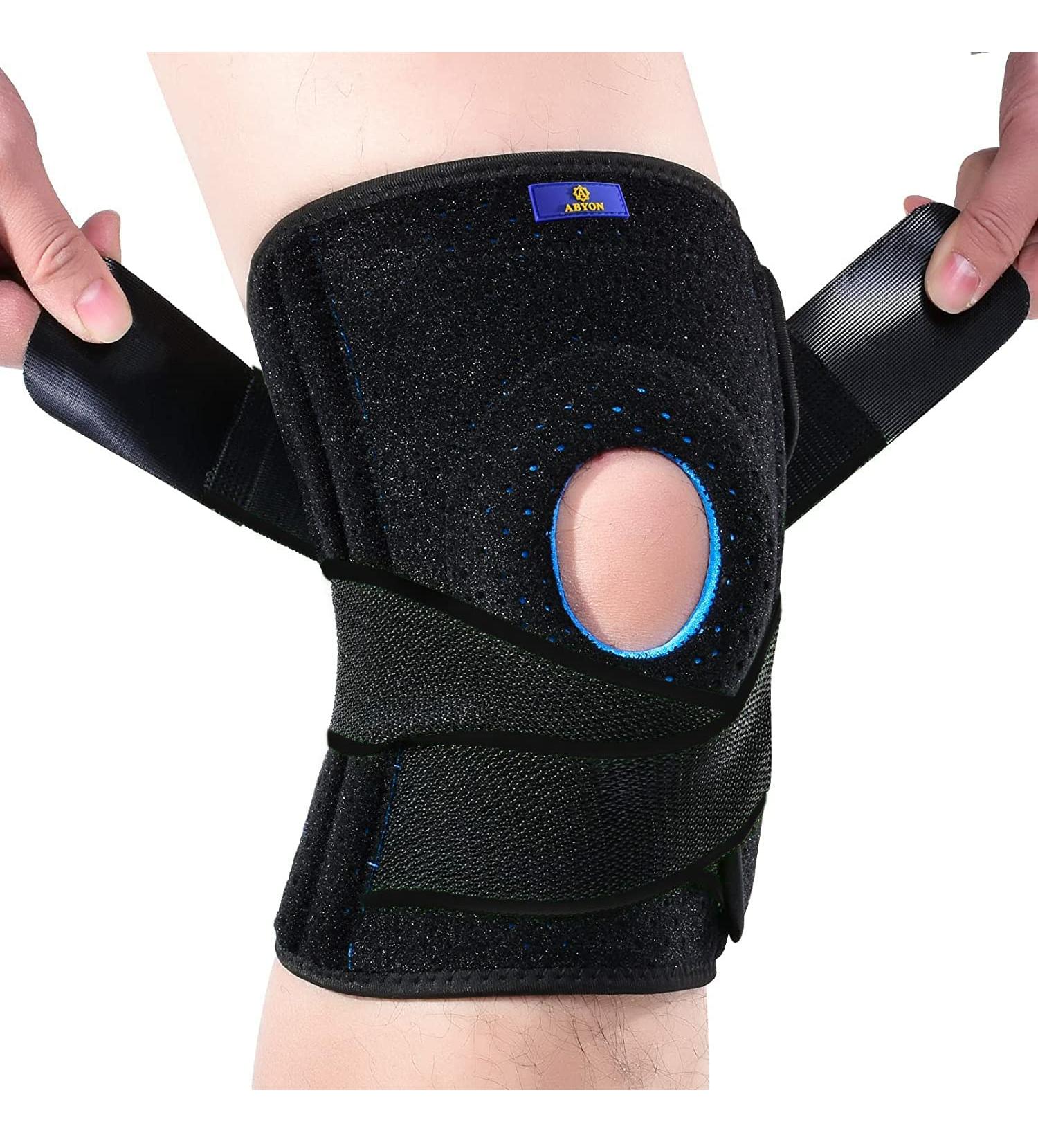 ABYON Plus Size Knee Brace with Side Stabilizers & Gel Pads - Adjustable Support for Men and Women, Running, Meniscus Tear, Arthritis - 4XL/5XL Black - Buy Online on GoSupps.com