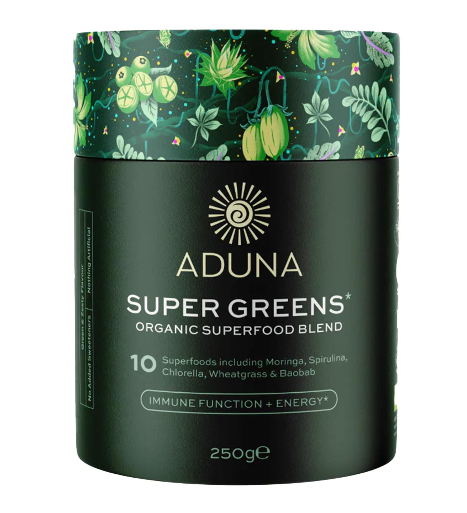 Aduna Organic Super Greens Blend | 100% Natural Superfood Powder for Immune Support & Energy | Stir-in Blend with 10+ Superfoods Moringa & More | Vegan Powder for Smoothies Shakes & Yoghurt | 250g Super Greens 1 Count (Pa  - Buy Online on GoSupps.com