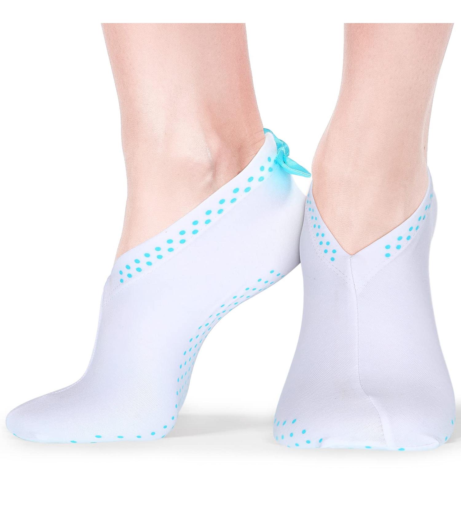 10 Pairs Moisturizing Spa Socks for Dry Feet | Cotton Moisture Enhancing Socks | Overnight Cosmetic Moisturizing Socks for Women and Men | White (Blue Dots Pattern) - Buy Online on GoSupps.com