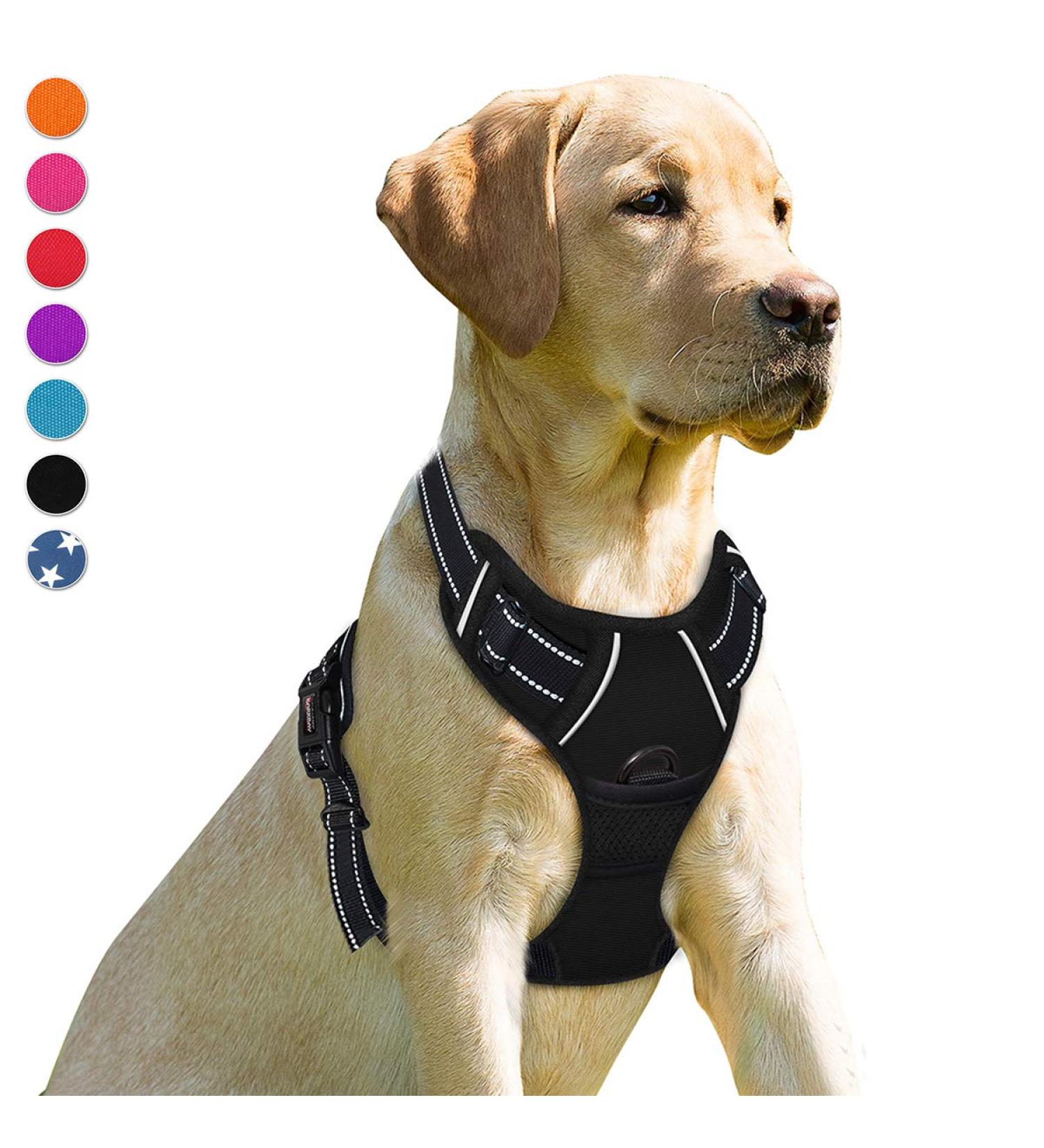 BARKBAY No Pull Dog Harness for Large Dogs - Reflective, Heavy Duty, Easy Control Handle - Chest Size 27-32 inches - Black - Buy Online on GoSupps.com