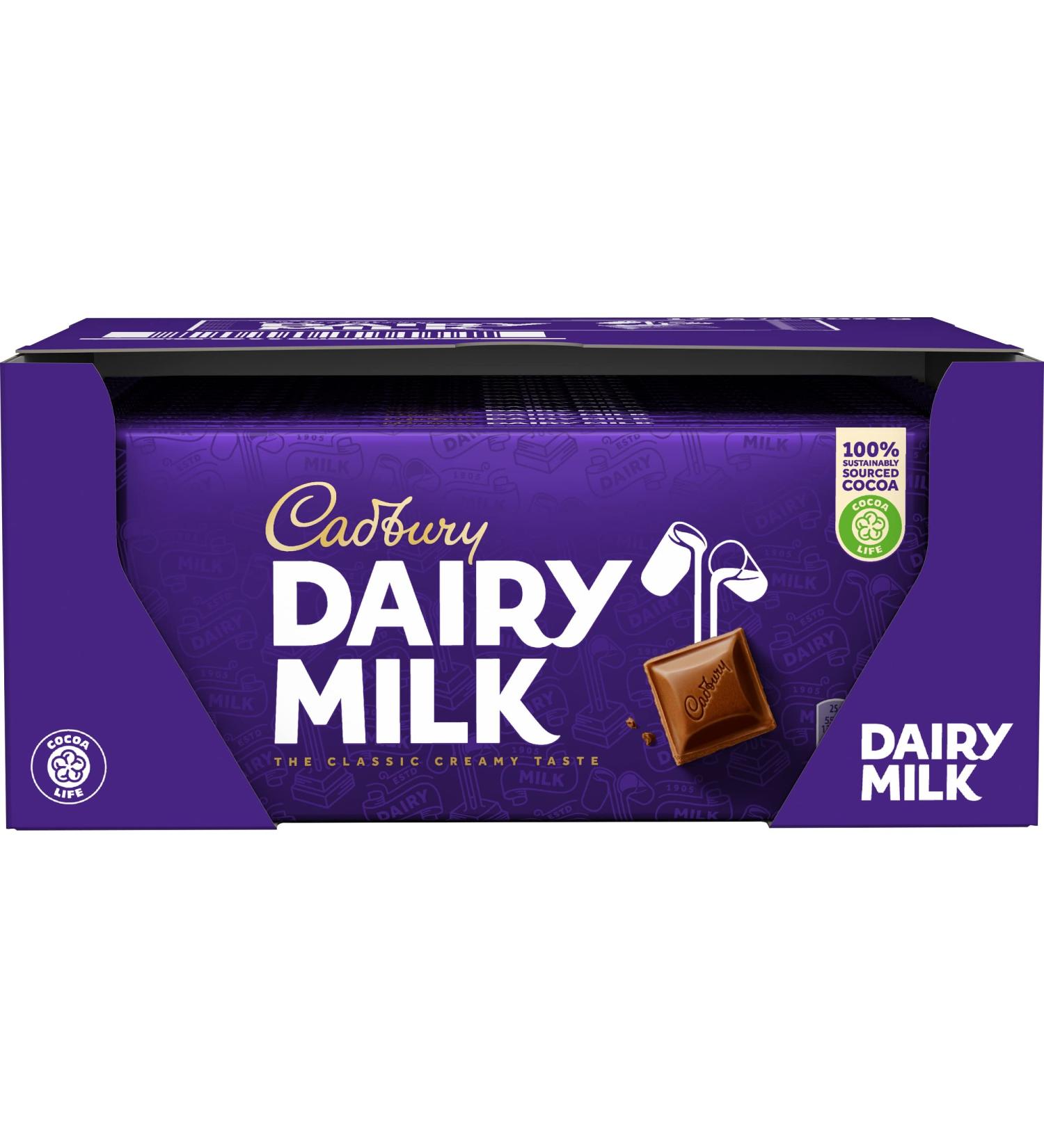 Cadbury Dairy Milk Chocolate - Creamy Milk Chocolate - Delicious Sweet Treat with a Sweet and Full Taste - Dairy Milk 17 x 180g - Buy Online on GoSupps.com