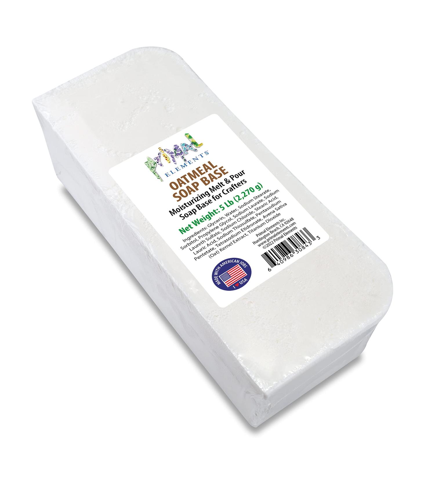 Primal Elements Oatmeal Soap Base - 5 lb. Moisturizing Glycerin Soap Base for Crafting - Vegan & Cruelty Free - Unscented Melt and Pour Soap Base - Buy Online on GoSupps.com