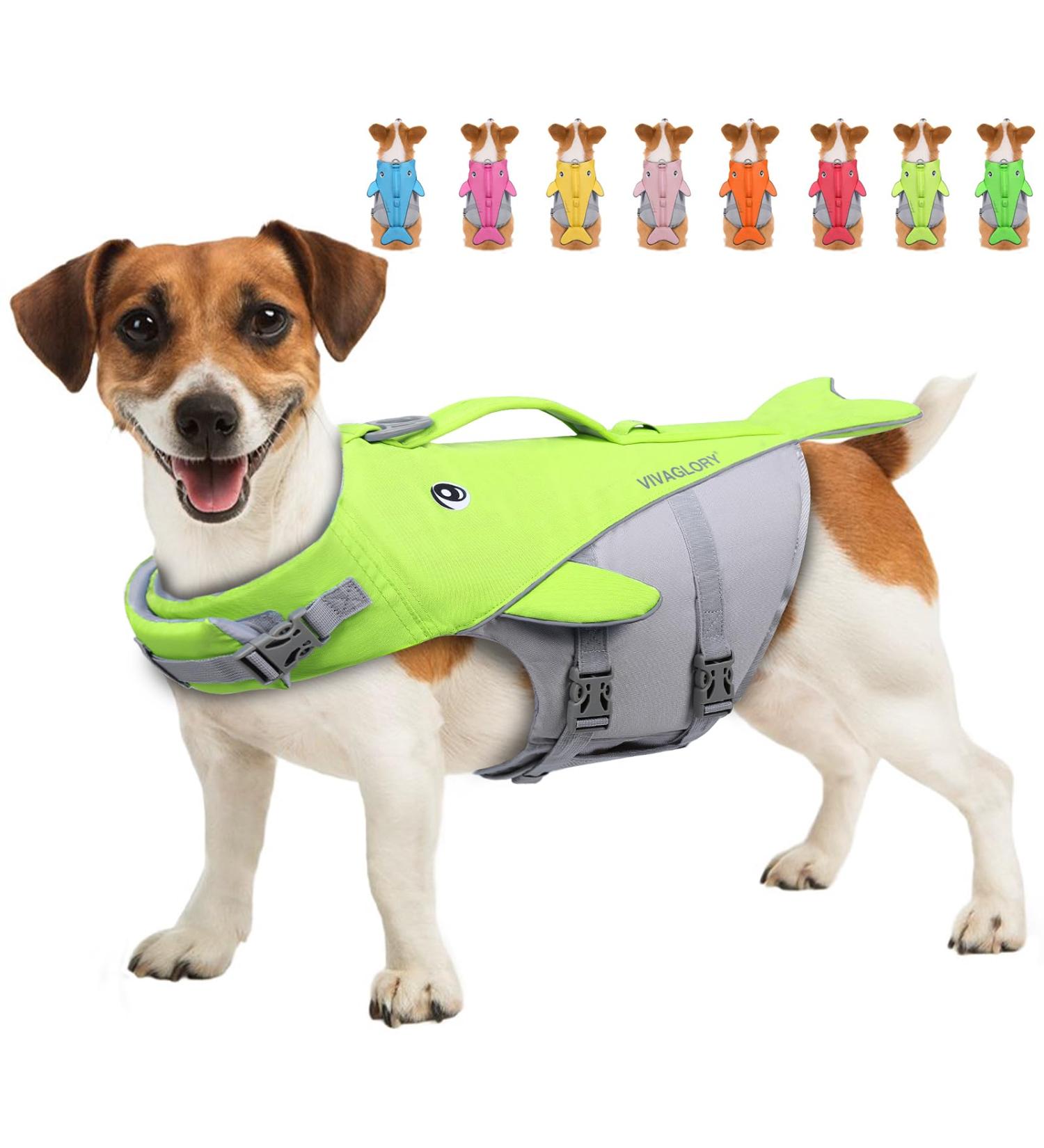 Vivaglory Dog Swimming Vest for Small & Medium Dogs - Adjustable Easy to Use Neon Yellow (S: 48-58 cm Ribcage Girth) - Buy Online on GoSupps.com