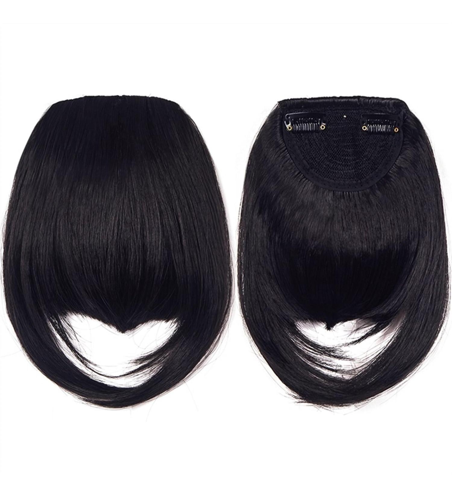Bangs Hair Clip Bangs Hair Extensions for Women Natural Synthetic Hair Neat Flat Bangs Clip on Fringe Bangs Fashion One Clip-in Hair Extension Hairpieces (Color : #1B Size : 8inches) 8inches #1B - Buy Online on GoSupps.com