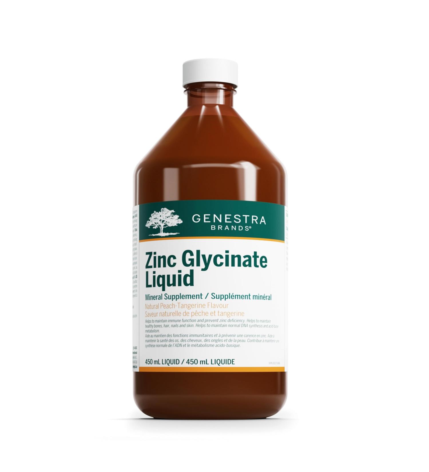 Genestra Brands - Zinc Glycinate Liquid - 450 ml Liquid - Natural Peach-Tangerine Flavour - Buy Online on GoSupps.com