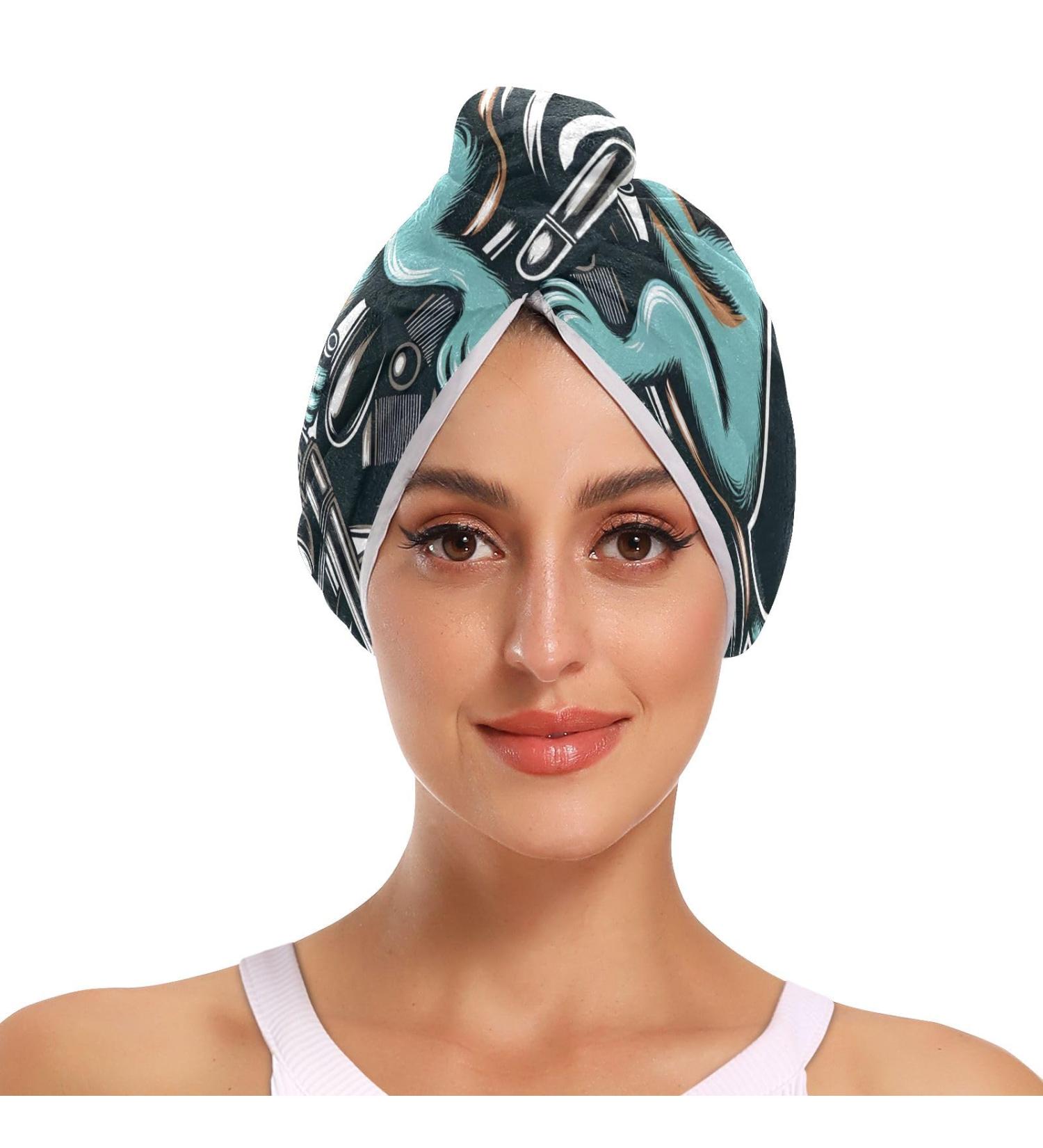 Cool Dog Hair Towel 2 Pack - Super Absorbent Quick Dry Hair Turbans with Button Twisty Wrap for Women & Girls - Buy Online on GoSupps.com