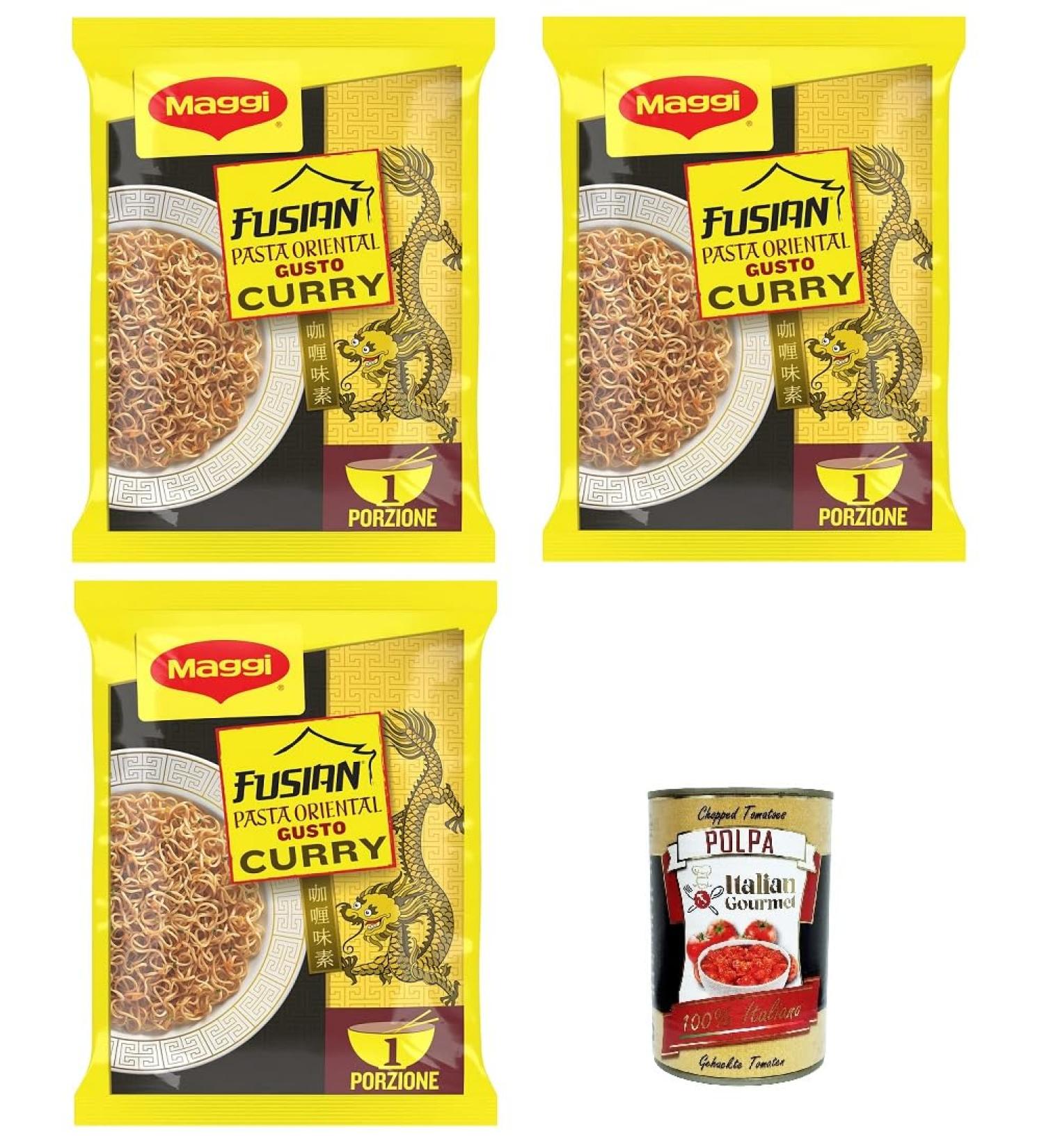  Italian Gourmet E.R. Maggi Fusian Curry Pack of 3 Instant Curry Pastes and Spices 71g + Gourmet Italian Polpa 400g - Buy Online on GoSupps.com