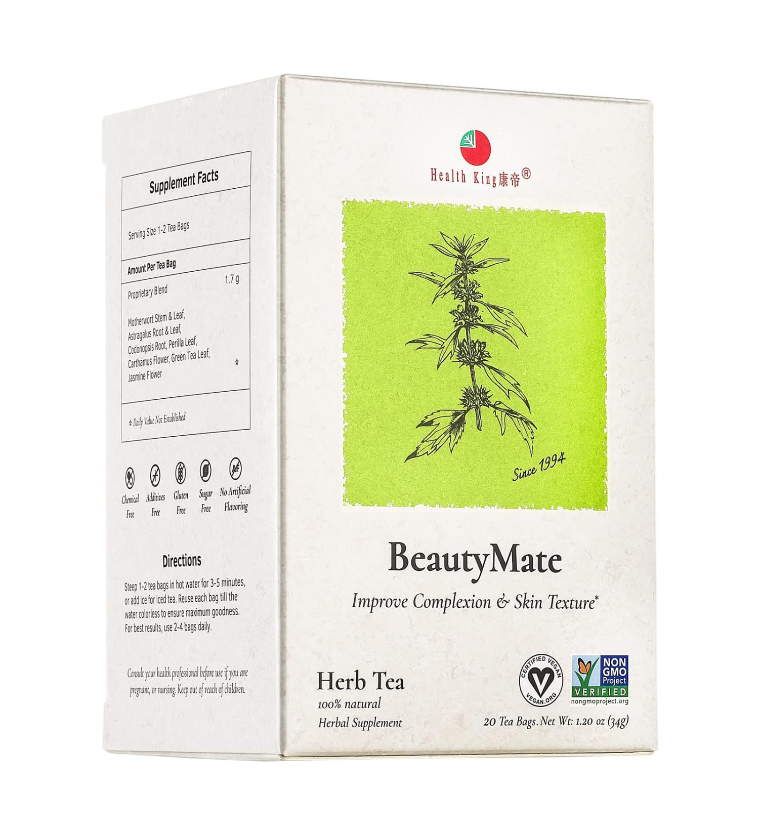 Health King Beauty Mate Herb Tea - 20 Tea Bags for Wellness & Beauty - Buy Online on GoSupps.com