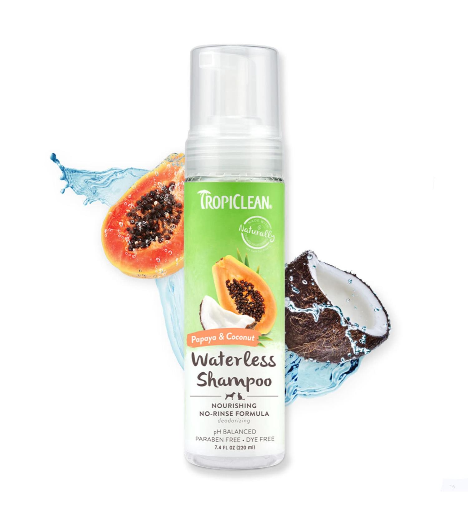 TropiClean Papaya Waterless Shampoo 7.4oz - Made in USA - Moisturizing for Dogs & Cats - Nourishes Dry Skin - Sweet Papaya & Coconut Scent - Buy Online on GoSupps.com