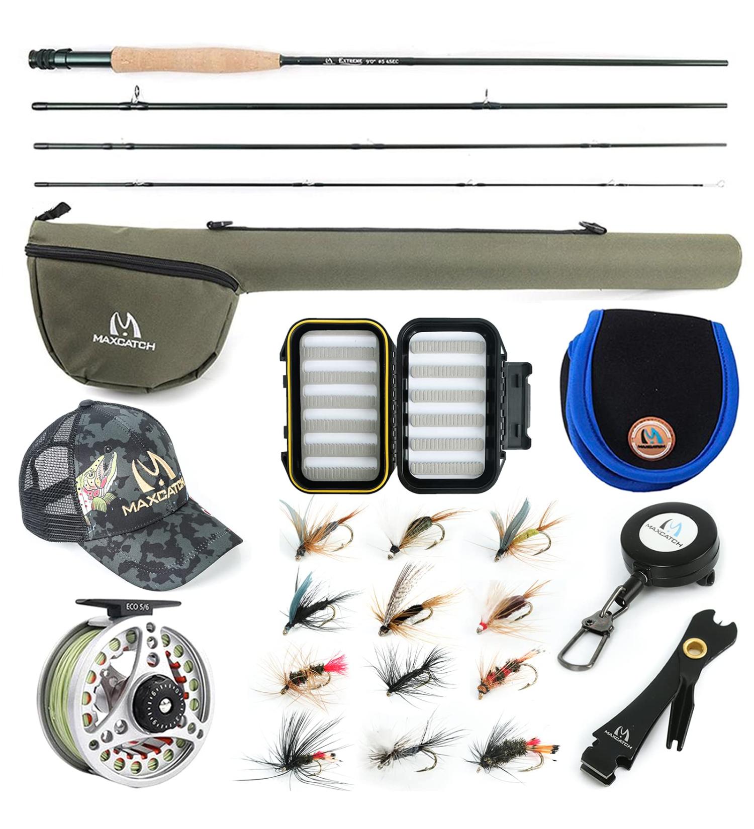 Maxcatch Extreme Fly Fishing Combo Kit - 5wt 90 4pc Rod, 5/6 Reel - Starter Outfit with Protective Travel Case - Buy Online on GoSupps.com