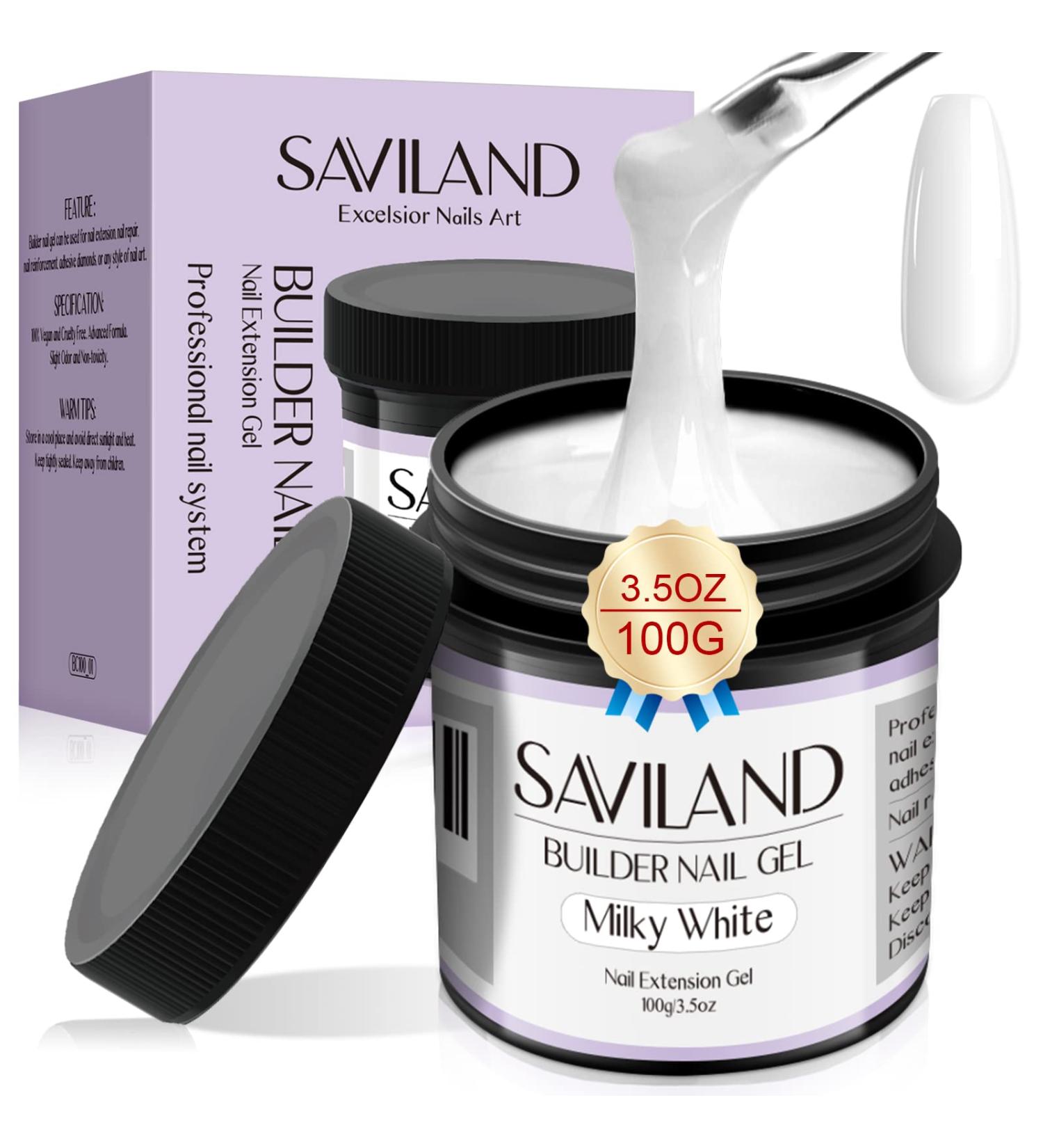 Saviland 100g Milky White Builder Nail Gel - Large Capacity Hard Gel for Nail Extension, Manicure Starter UV Gel for Professional Salon & Home DIY - Buy Online on GoSupps.com