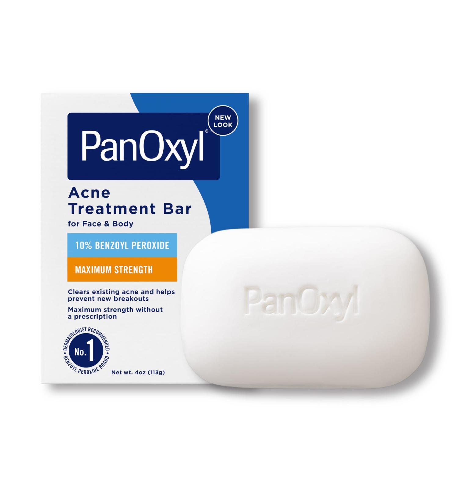 PanOxyl Acne Treatment Bar - 10% Benzoyl Peroxide Maximum Strength Soap for Face & Body - Vegan 4 oz | Best Acne Solution - Buy Online on GoSupps.com