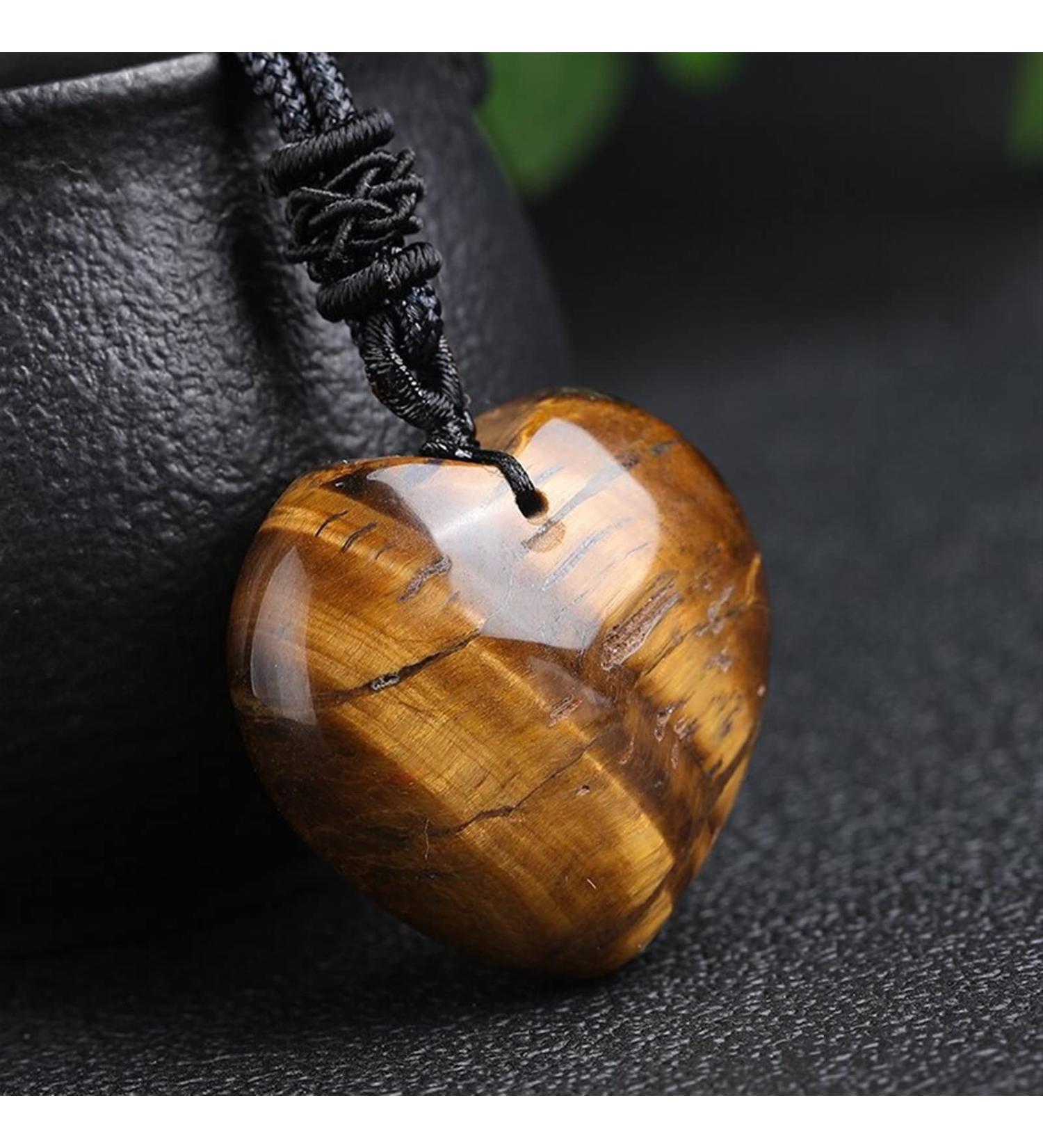 1Pc Natural Gemstone Love Heart Pendant Crystals Reiki Rock for DIY Charm Crystal Jewelry Making Full of Texture (Color : Tiger Eye) - Buy Online on GoSupps.com