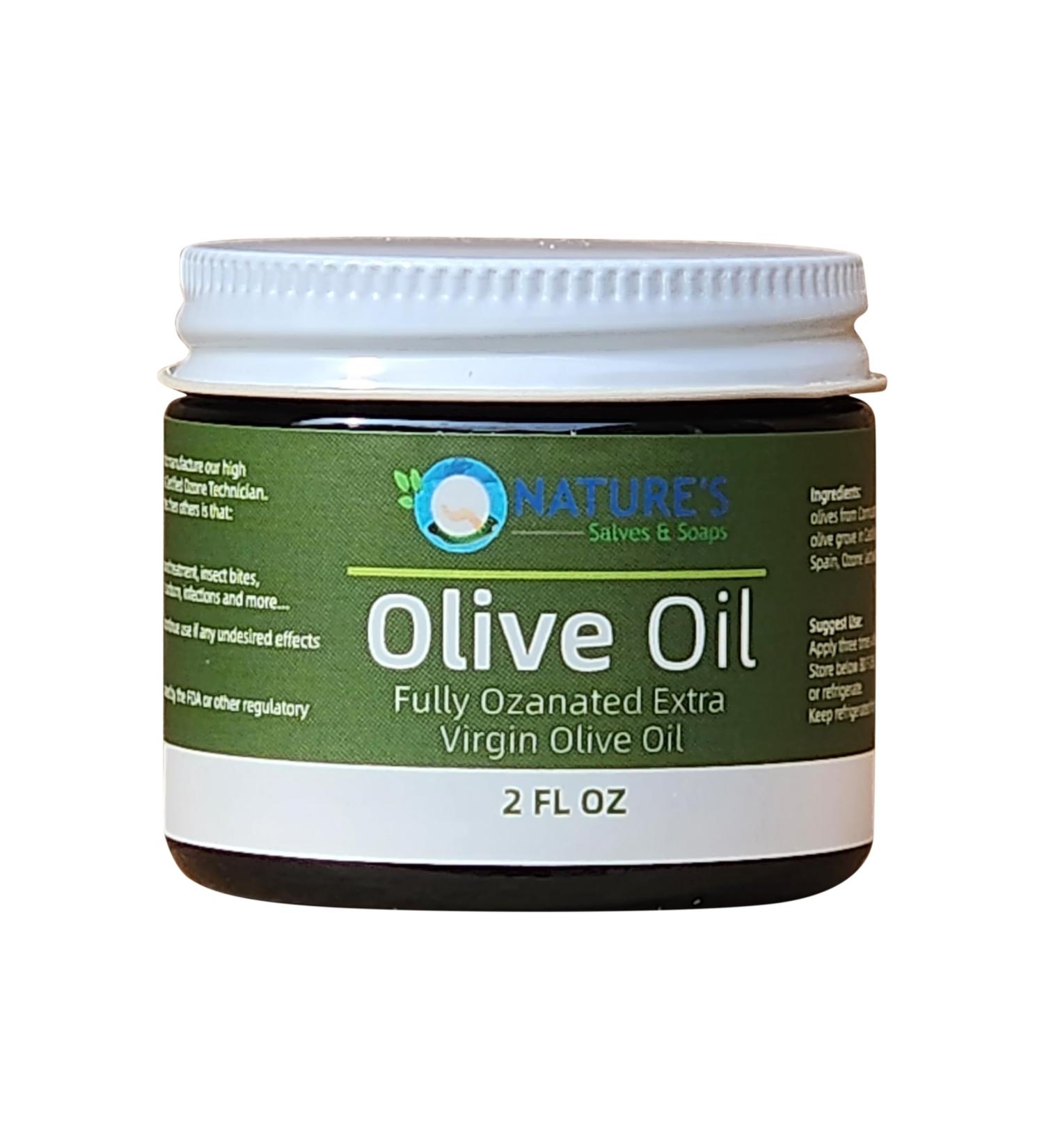 Nature's Salves and Soaps Cold Pressed Extra Virgin Olive Oil - 2oz Glass Jar - Holistic Homeopathic Natural Dental Skin Hair