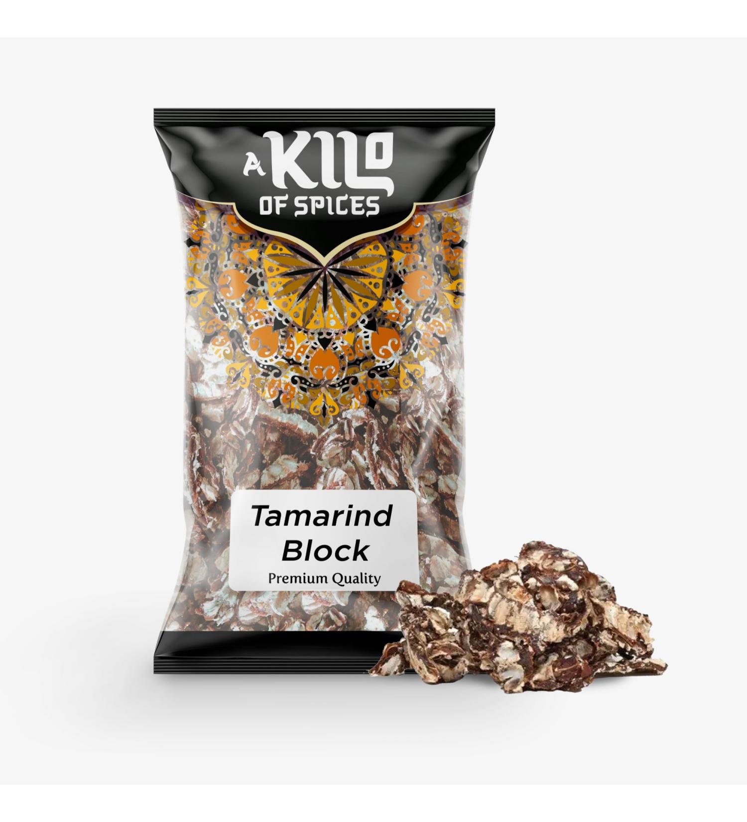 A Kilo Of Spices | Dry Tamarind Block | The Perfect Tangy Addition to Your Recipes | Natural and Authentic Seedless Tamarind | Vegan | Gluten Free | Non-GMO | Dry Tamarind Block 500g