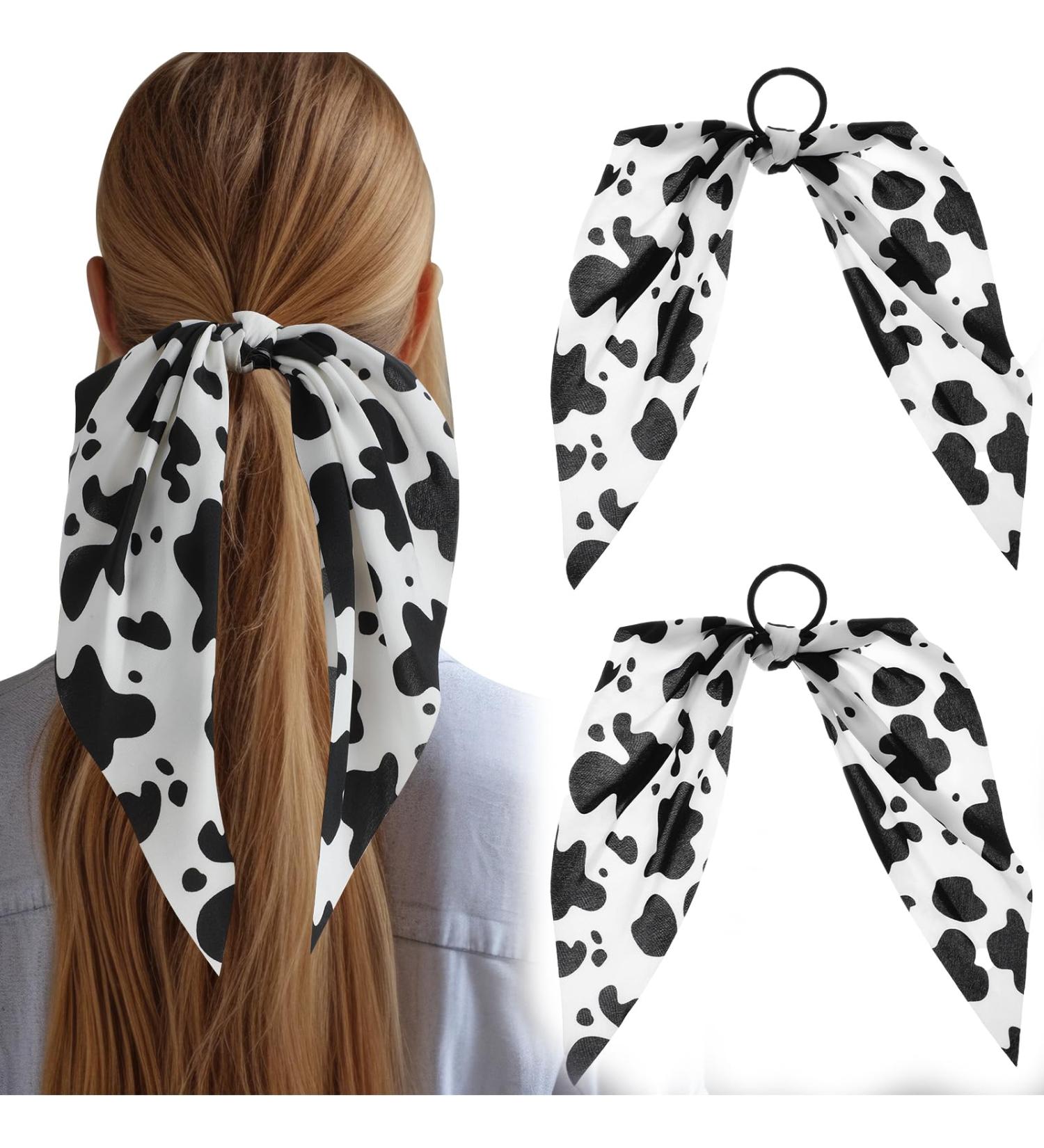 AOZUO 2 Pieces Cow Print Headband Bow Bandana Elastic Hair Bows Accessories Handmade Halloween Costume Birthday Gift for Women Girls - Buy Online on GoSupps.com