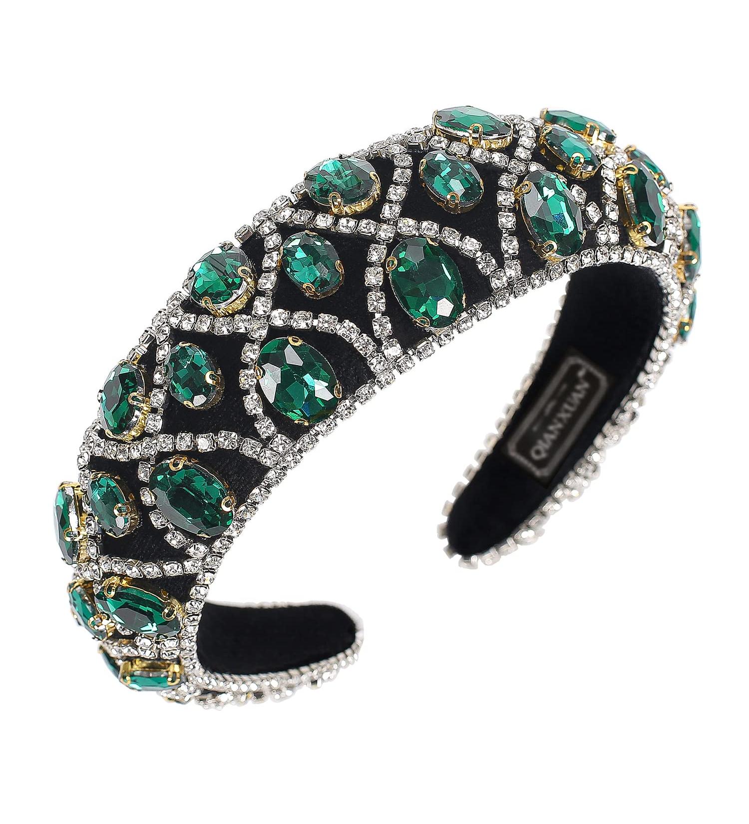 QIANXUAN Crystal Rhinestone Headband for Women | White Pearl Girls Headband | Handmade Velvet Jewelry Hairband with Pearly Flower Design - Buy Online on GoSupps.com