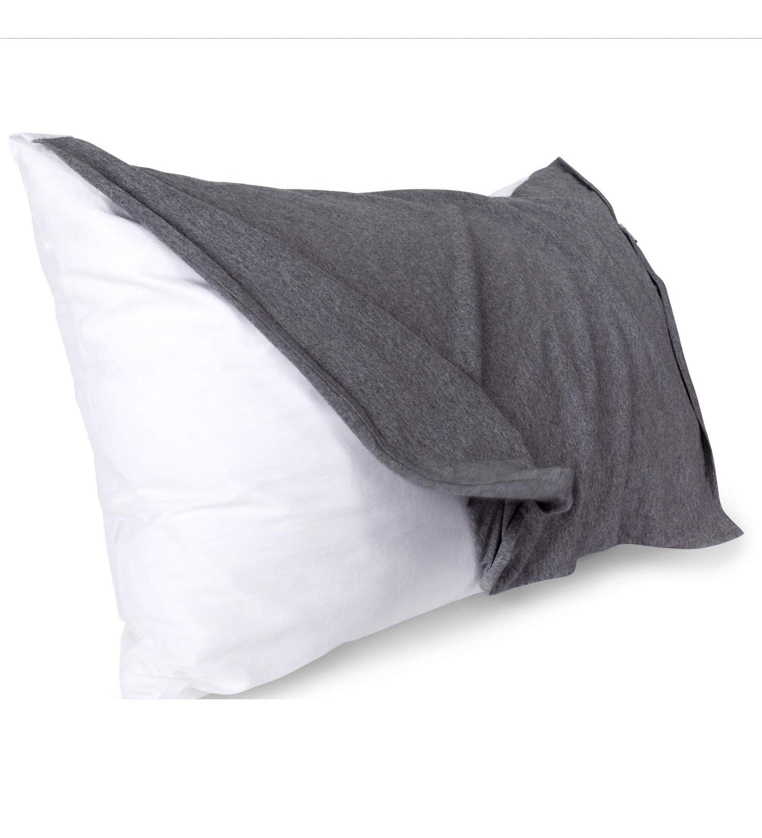 Foldable Eye Cover for Sleeping Pillow - White Pillowcase with Gray Cotton Jersey Mask for Men, Women, Kids - Buy Online on GoSupps.com