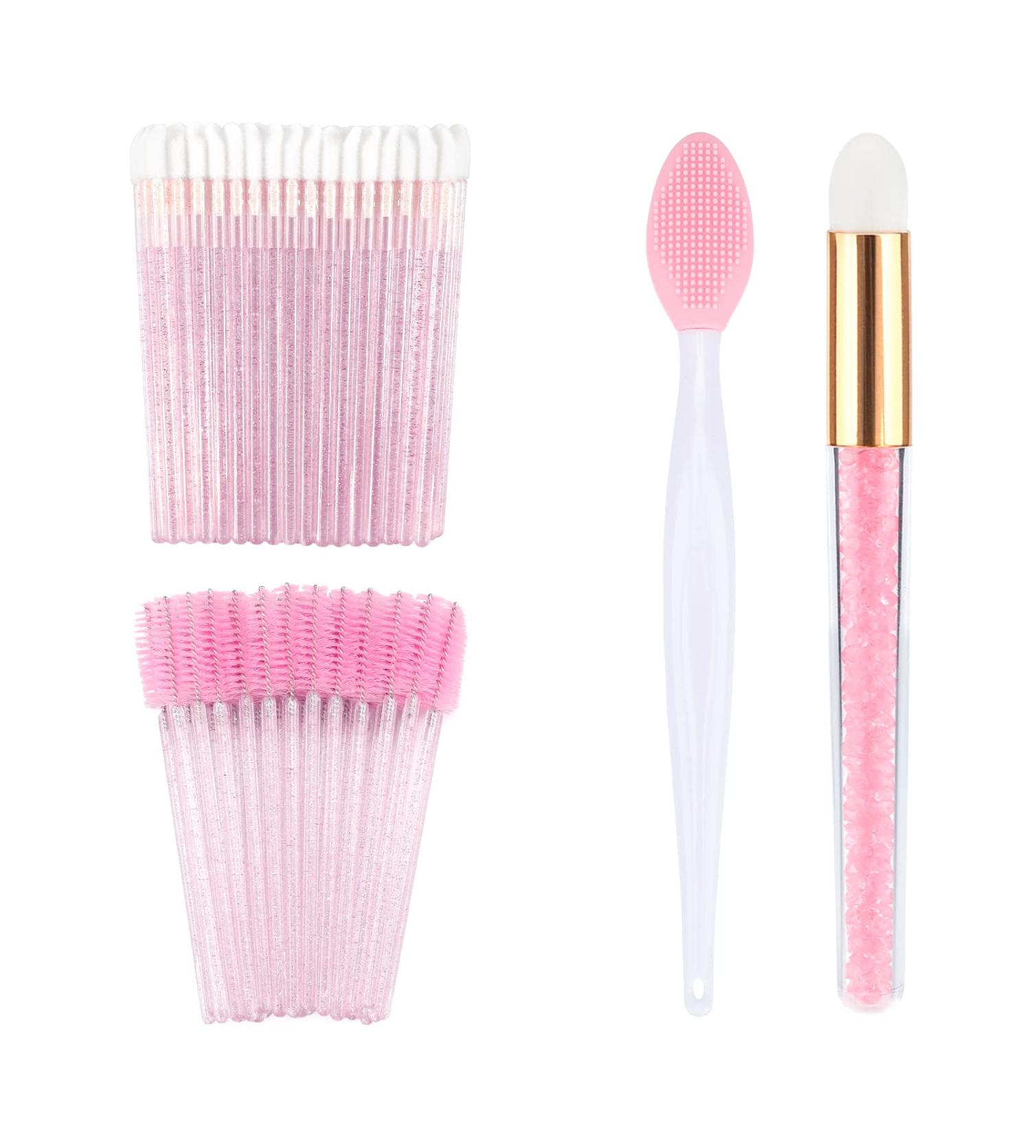 G2PLUS 102PCS Makeup Brush Kit - Glitter Crystal Lip Brushes Eyelash Brushes & More - Perfect for Personal Care & Eyelash Extensions (Pink - Buy Online on GoSupps.com