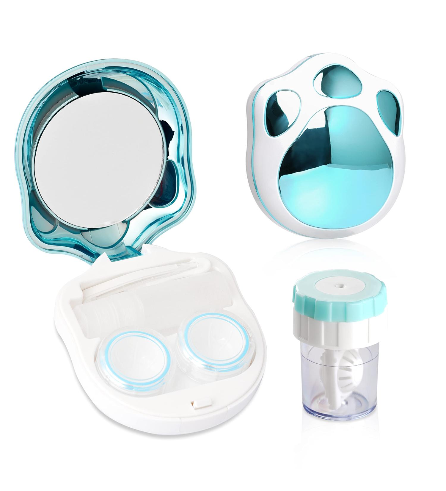 Contact Lens Travel Kit with Cleaner Washer - Portable Box with Mirror, Tweezers, Remover Tool & Solution Bottle for Daily Outdoor Use (Blue) - Buy Online on GoSupps.com