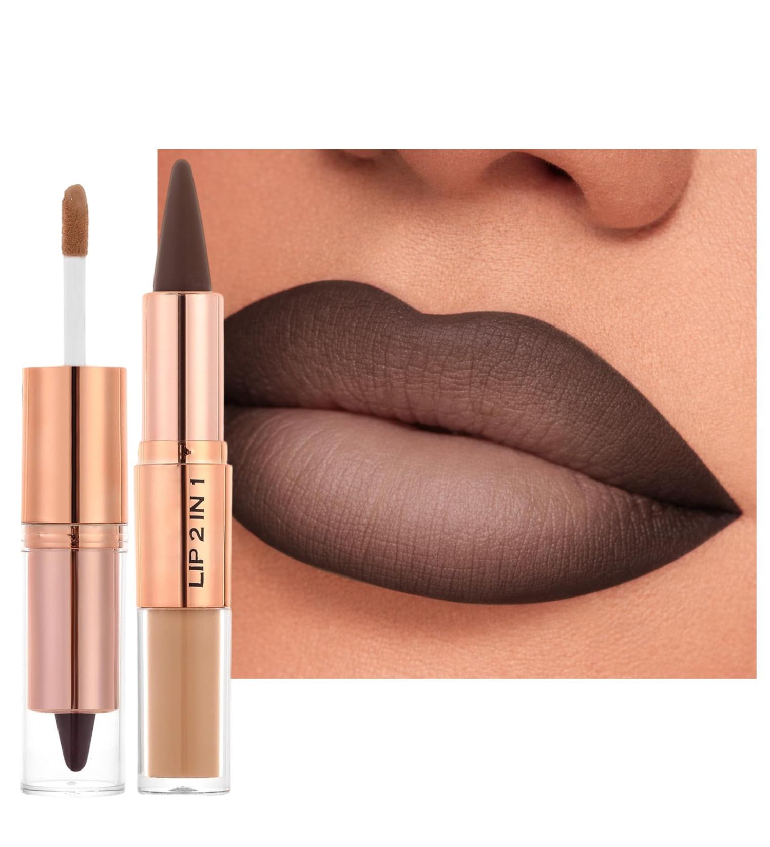 Erinde 2-en-1 Crayon L vres & Lip Gloss Rouge a Levre Matte et Lip Liner Mat Haute Pigmentation Longue Tenue Formule Nourrissante pour des L vres Plus Pleines. #01 Matte - Buy Online on GoSupps.com