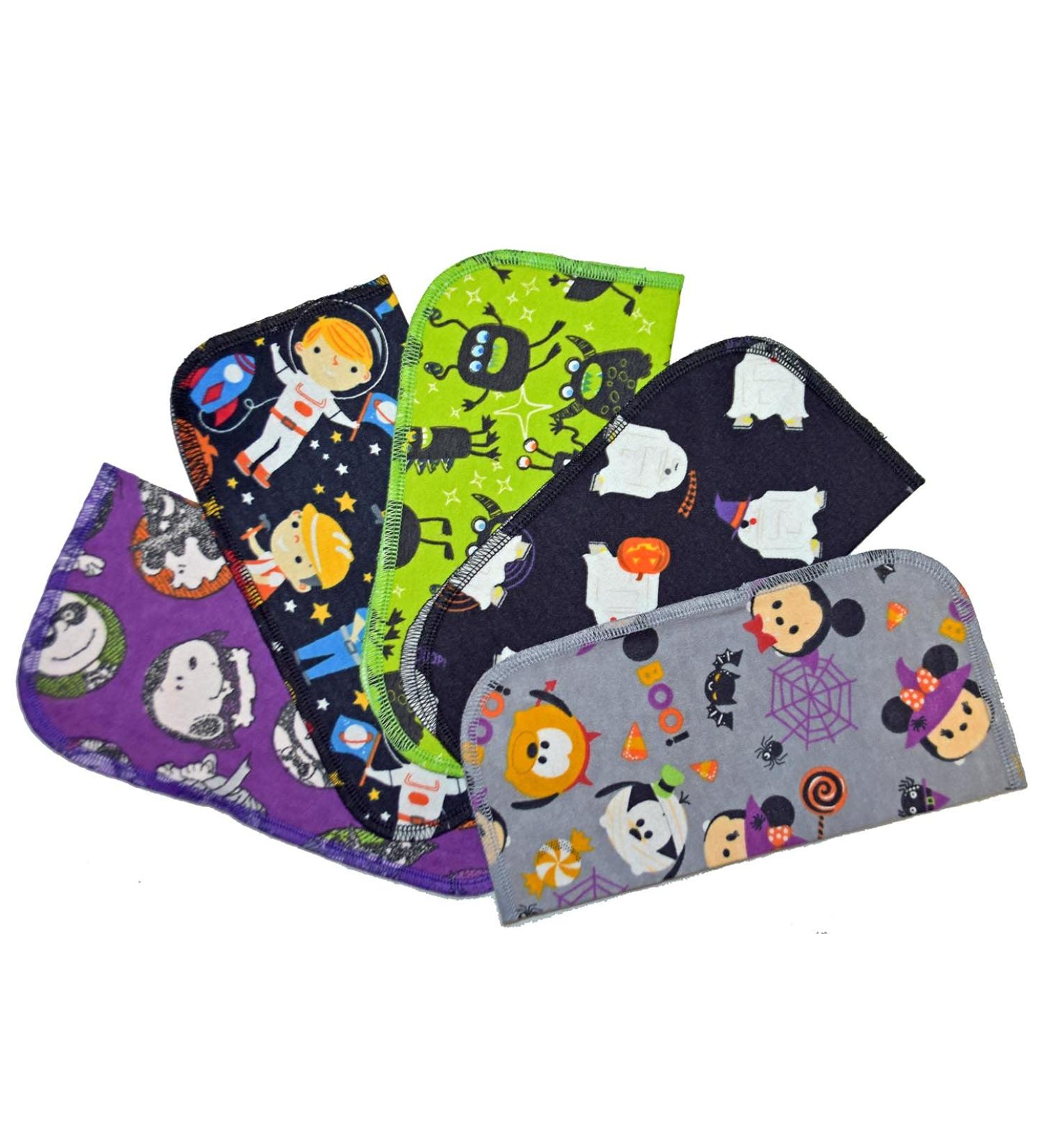Set of 5 Halloween Fun Characters 1 Ply Printed Flannel Little Wipes 9x9 Inches - Buy Online on GoSupps.com