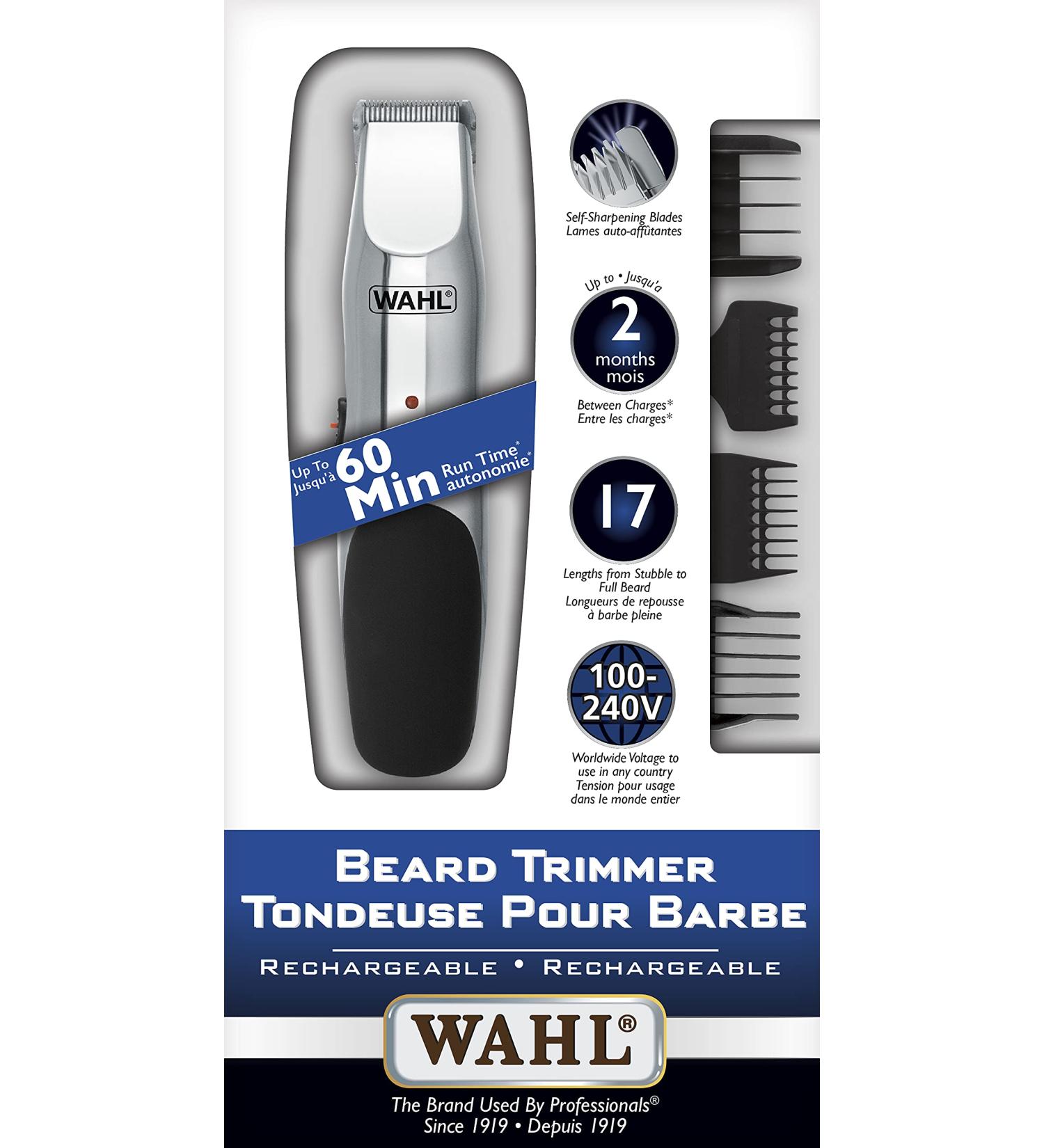 Wahl Canada Rechargeable Beard Trimmer All You Need for Beard & Stubble Men Grooming beard trimmer with ergonomic contour design and soft touch elements for easy grip - Model 3243 - Buy Online on GoSupps.com